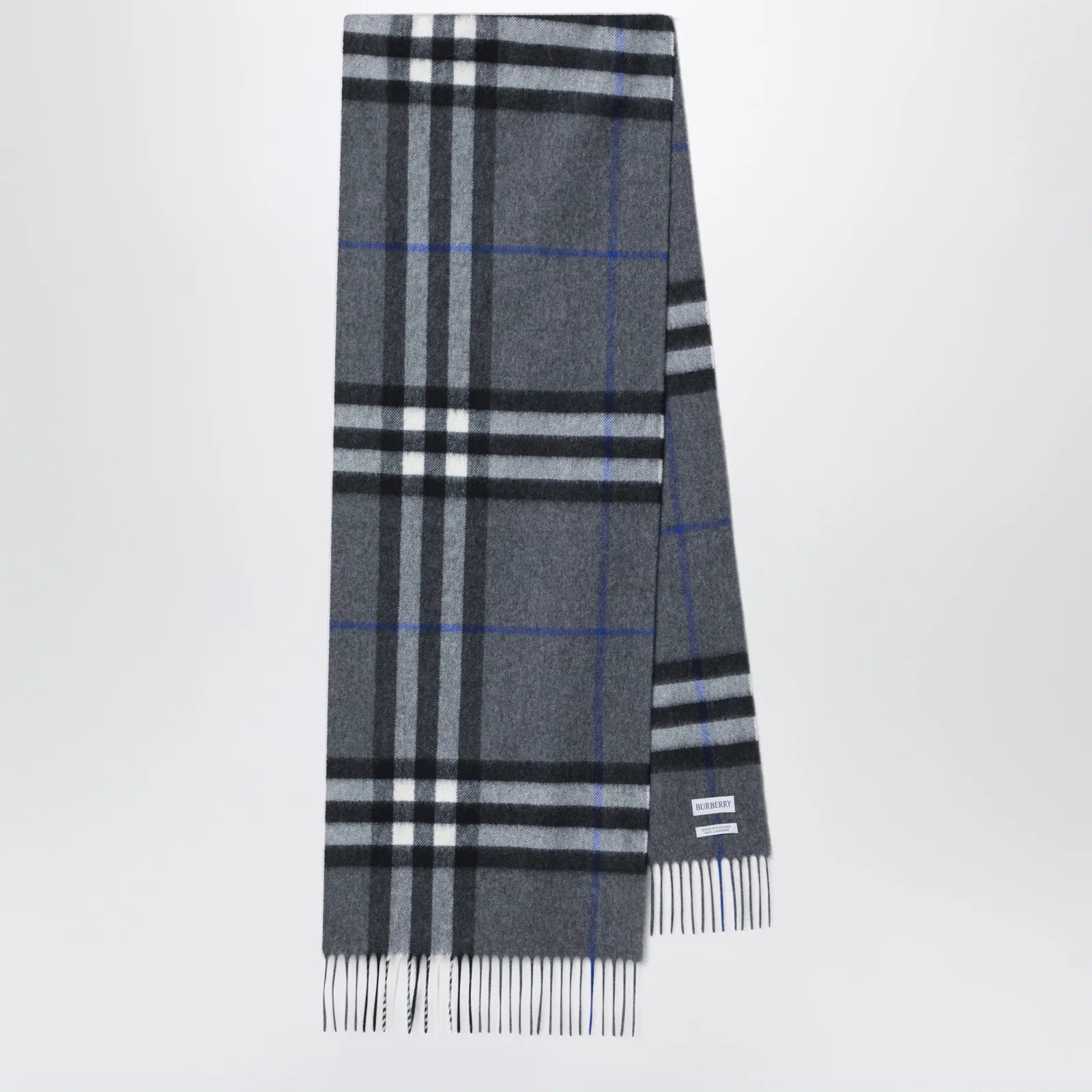 Burberry Check cashmere scarf in Marlborough Grey