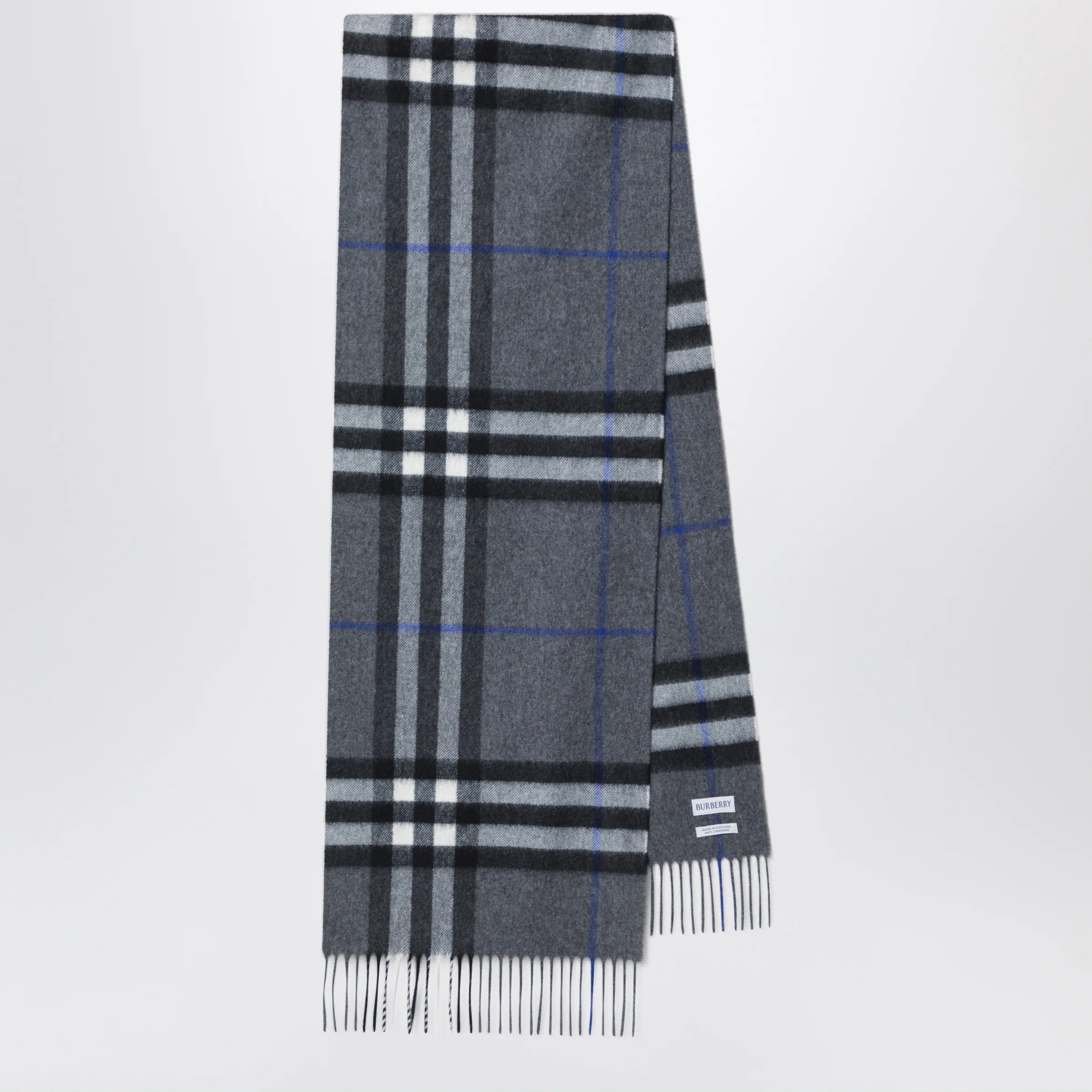 Burberry Check cashmere scarf in Marlborough Grey
