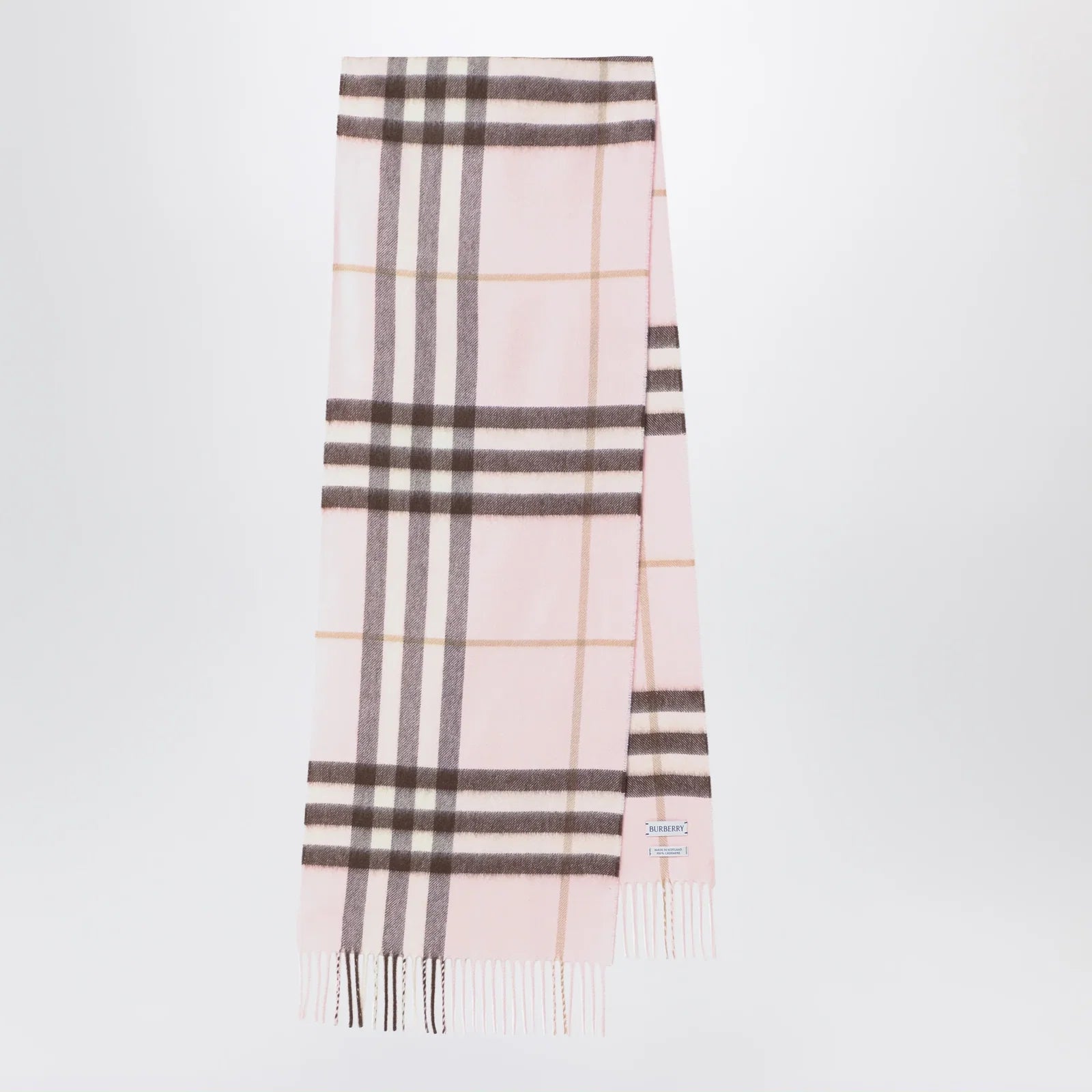 Burberry Pink cashmere scarf with a checked pattern