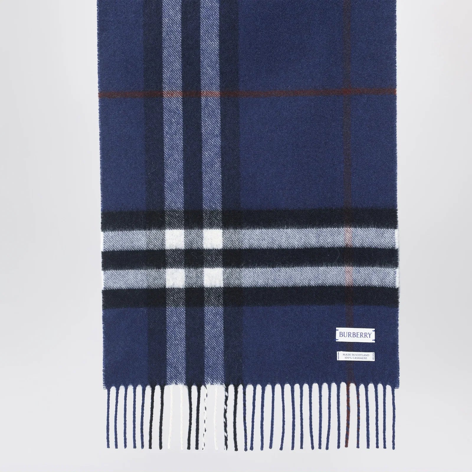 Burberry Blue cashmere scarf with a checked pattern