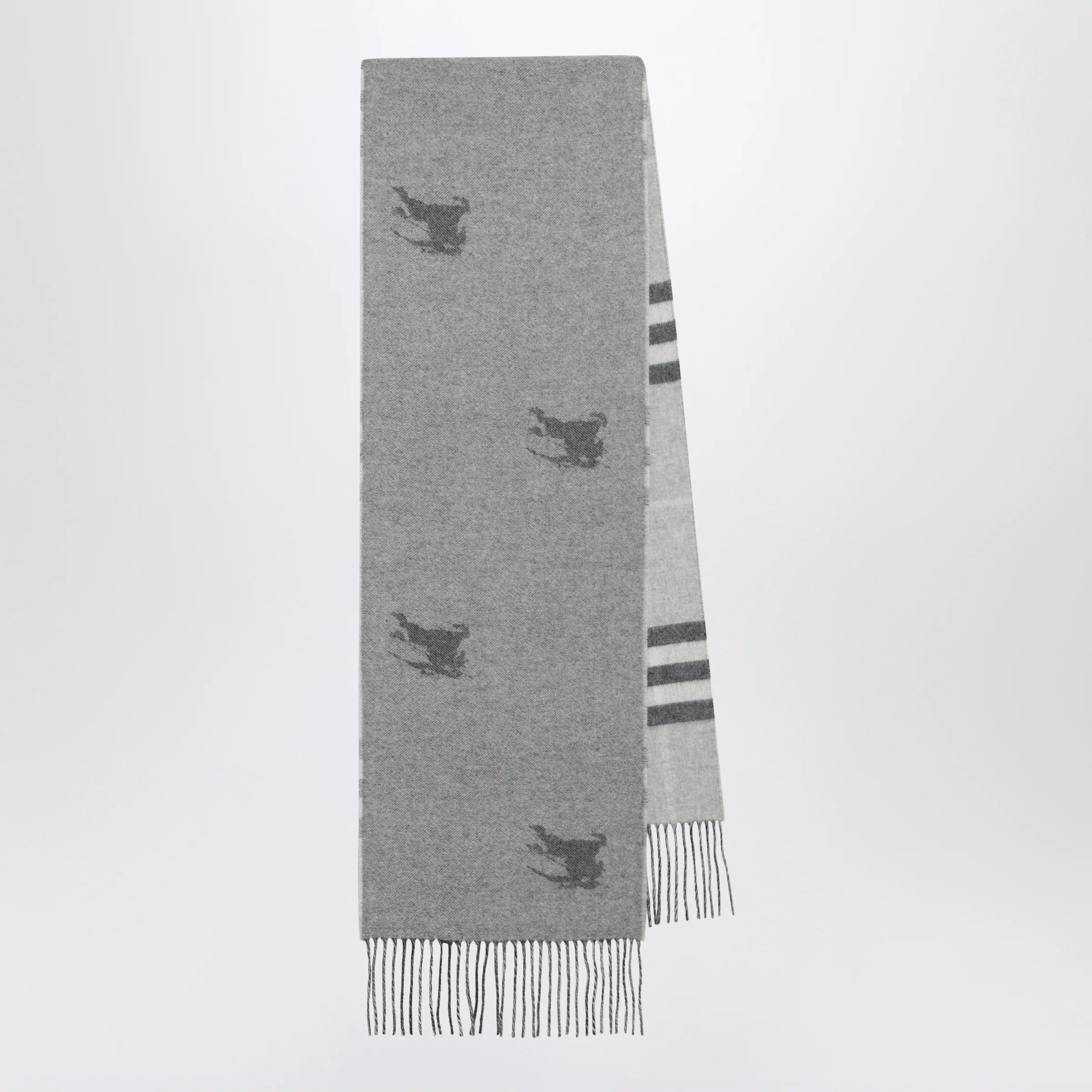 Burberry Reversible Check cashmere scarf with EKD in grey