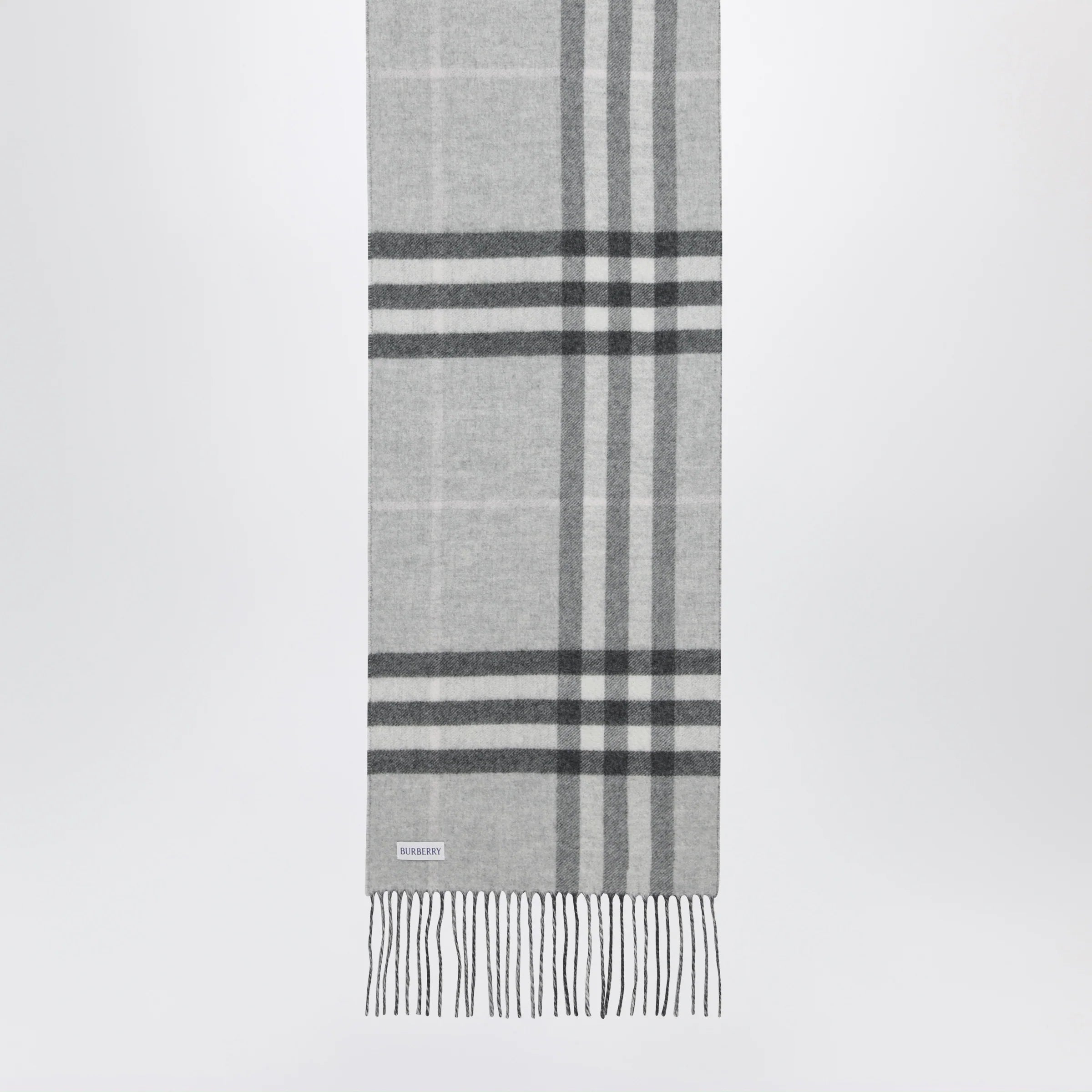 Burberry Reversible Check cashmere scarf with EKD in grey