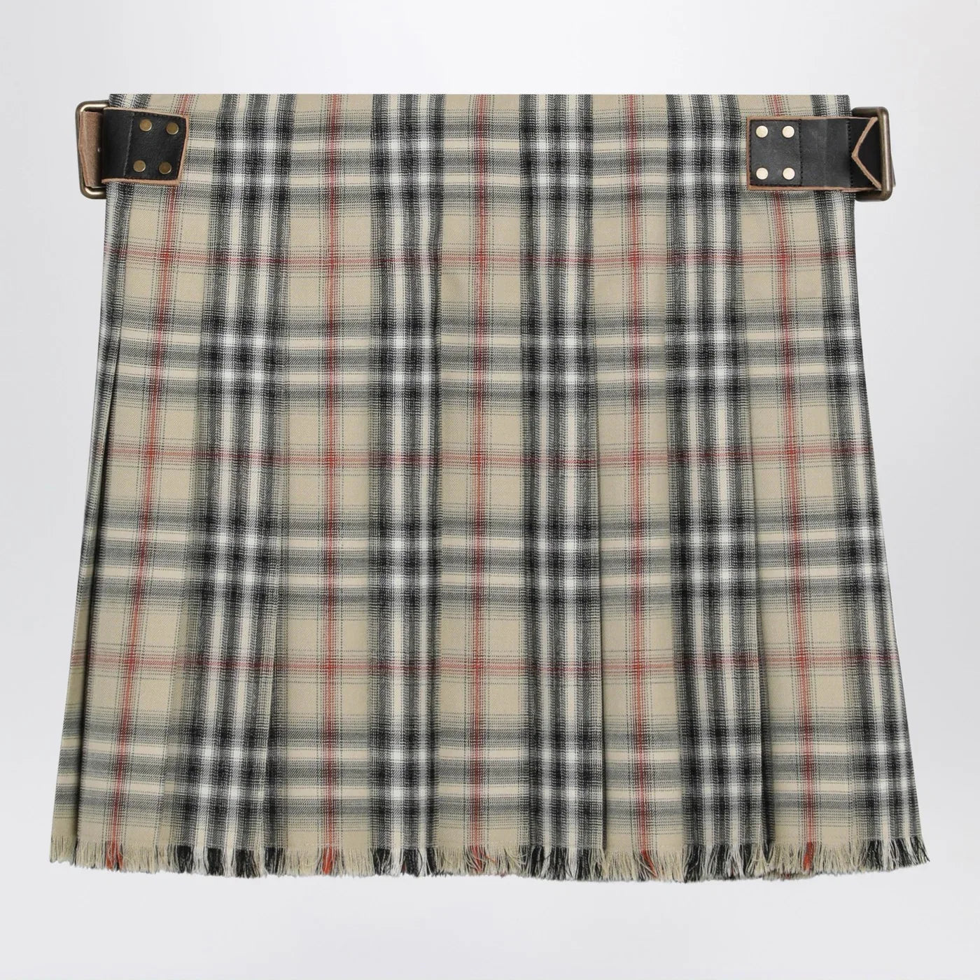 Burberry Beige wool mini kilt with Check pattern