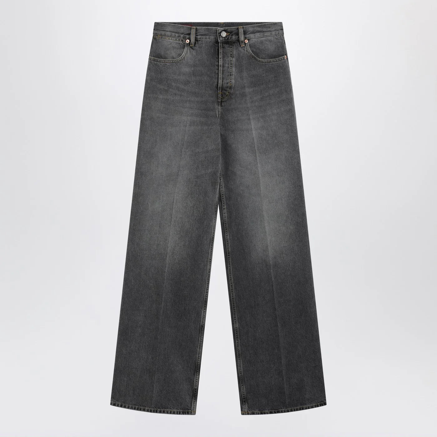 GUCCI Grey stone-washed wide-leg jeans
