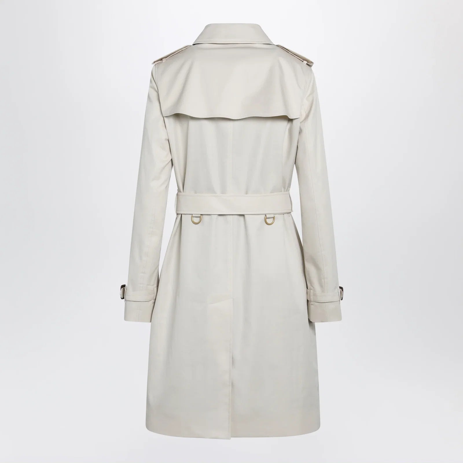 Burberry Kensington mid-length tropical gabardine trench coat, beige