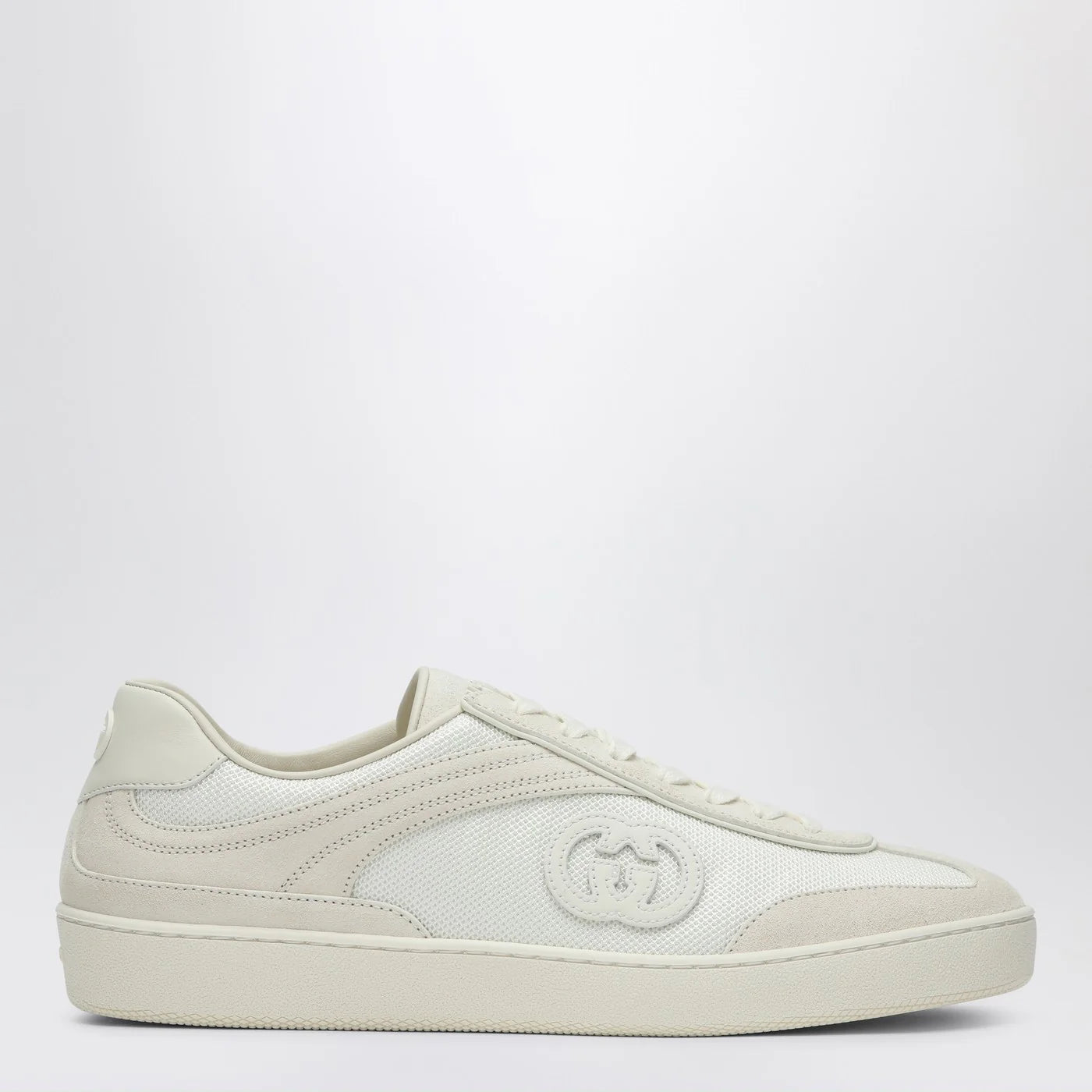GUCCI Sneakers with GG cross in white leather and mesh