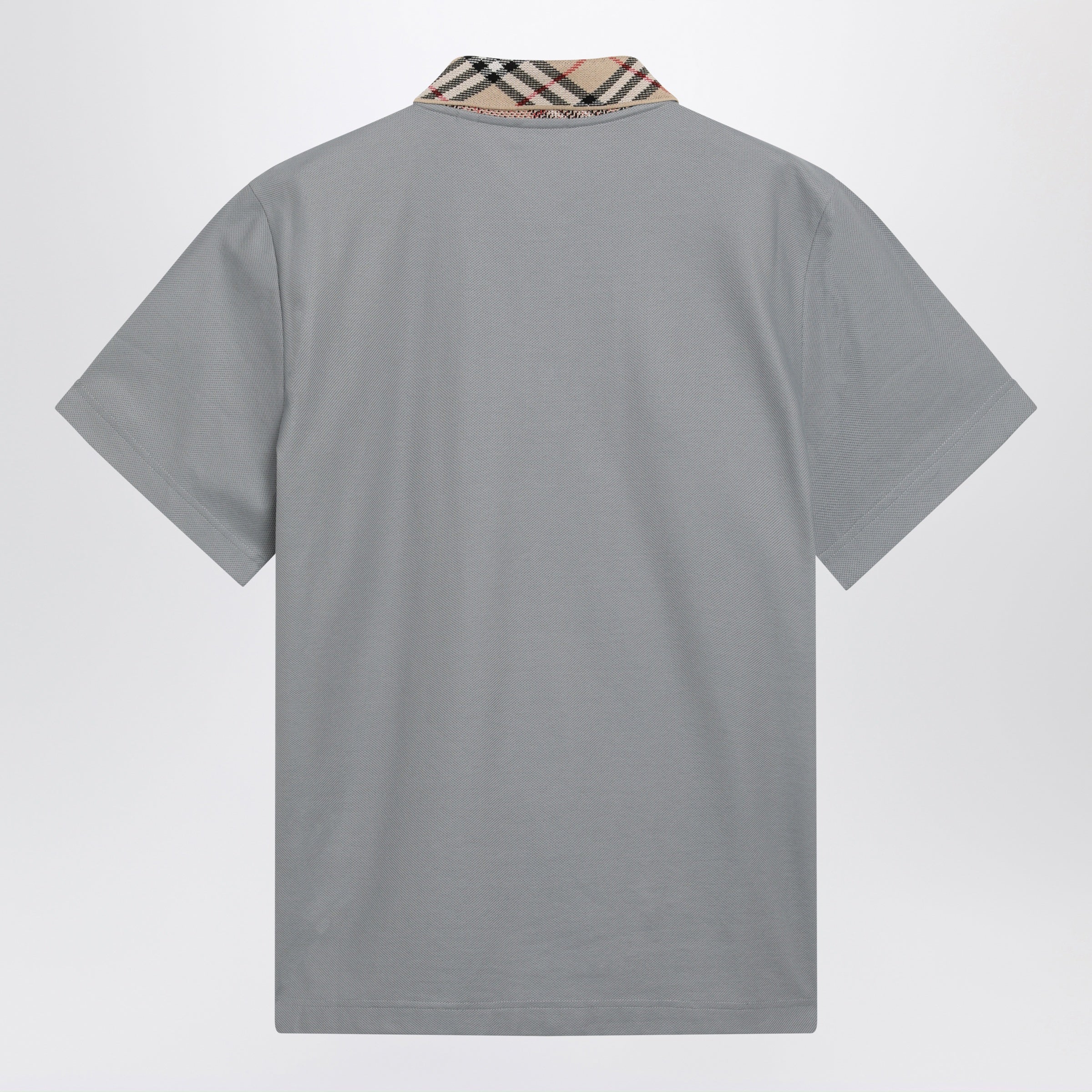 Burberry Grey cotton polo with Check collar