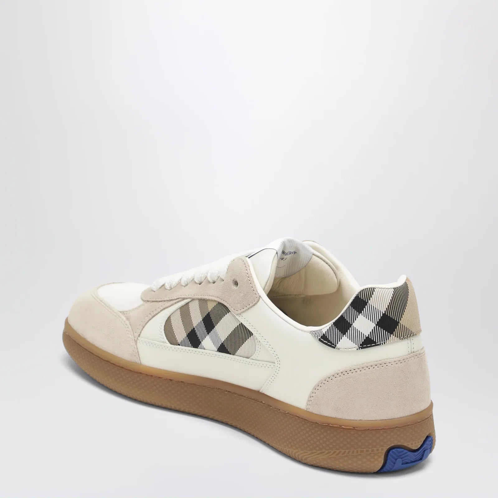 Burberry Terrace leather and suede sneakers with beige check