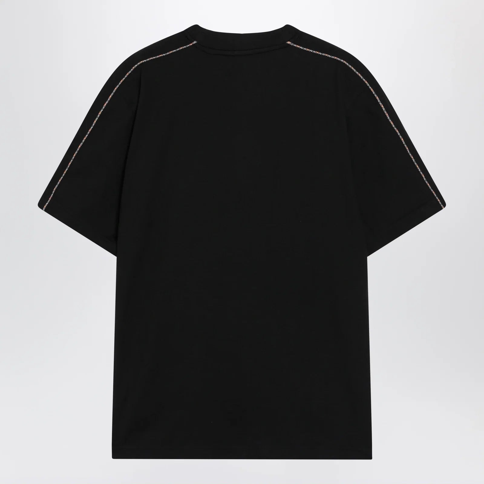 Burberry Cotton T-shirt with Check trim in black