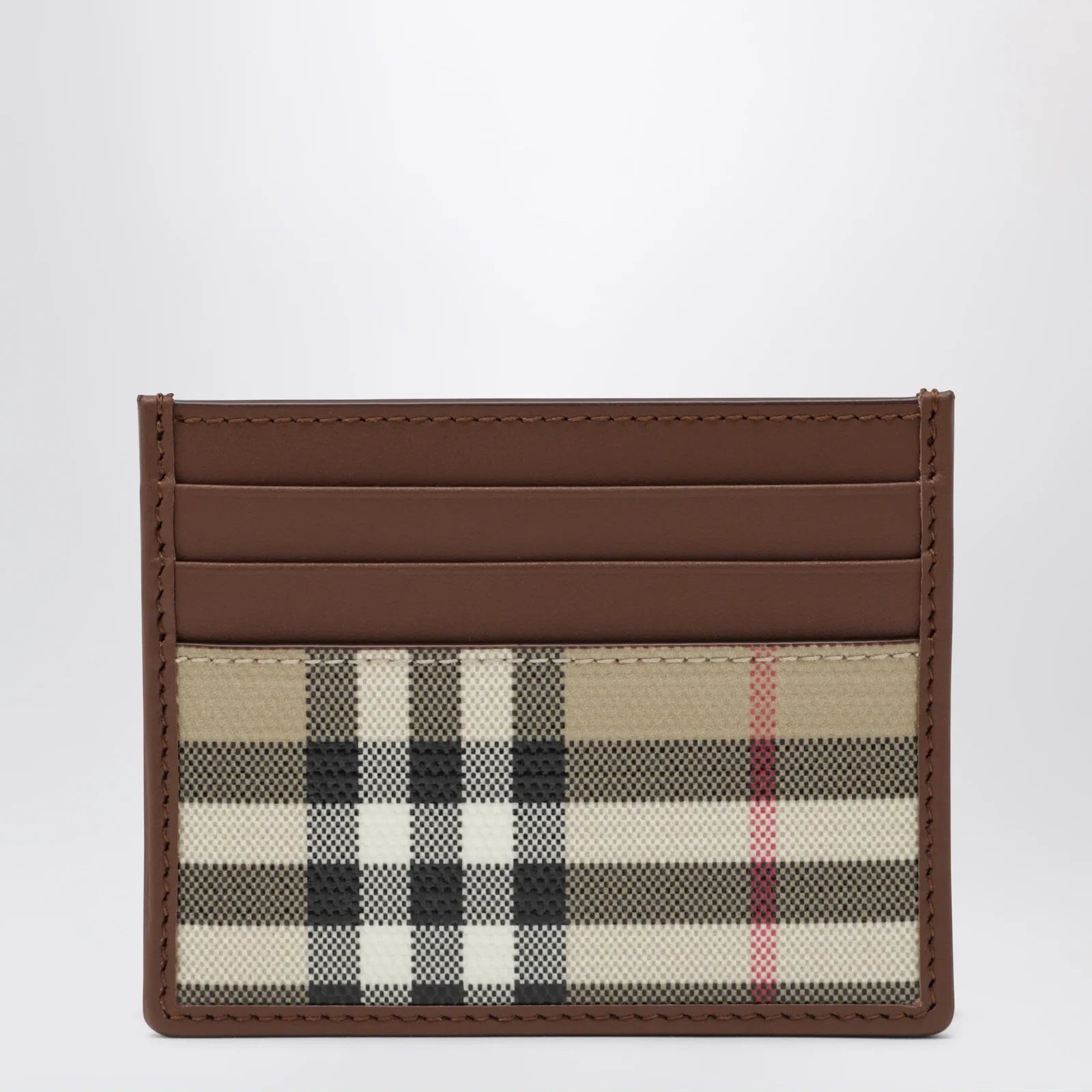 Burberry Check credit card holder in coated cotton, beige