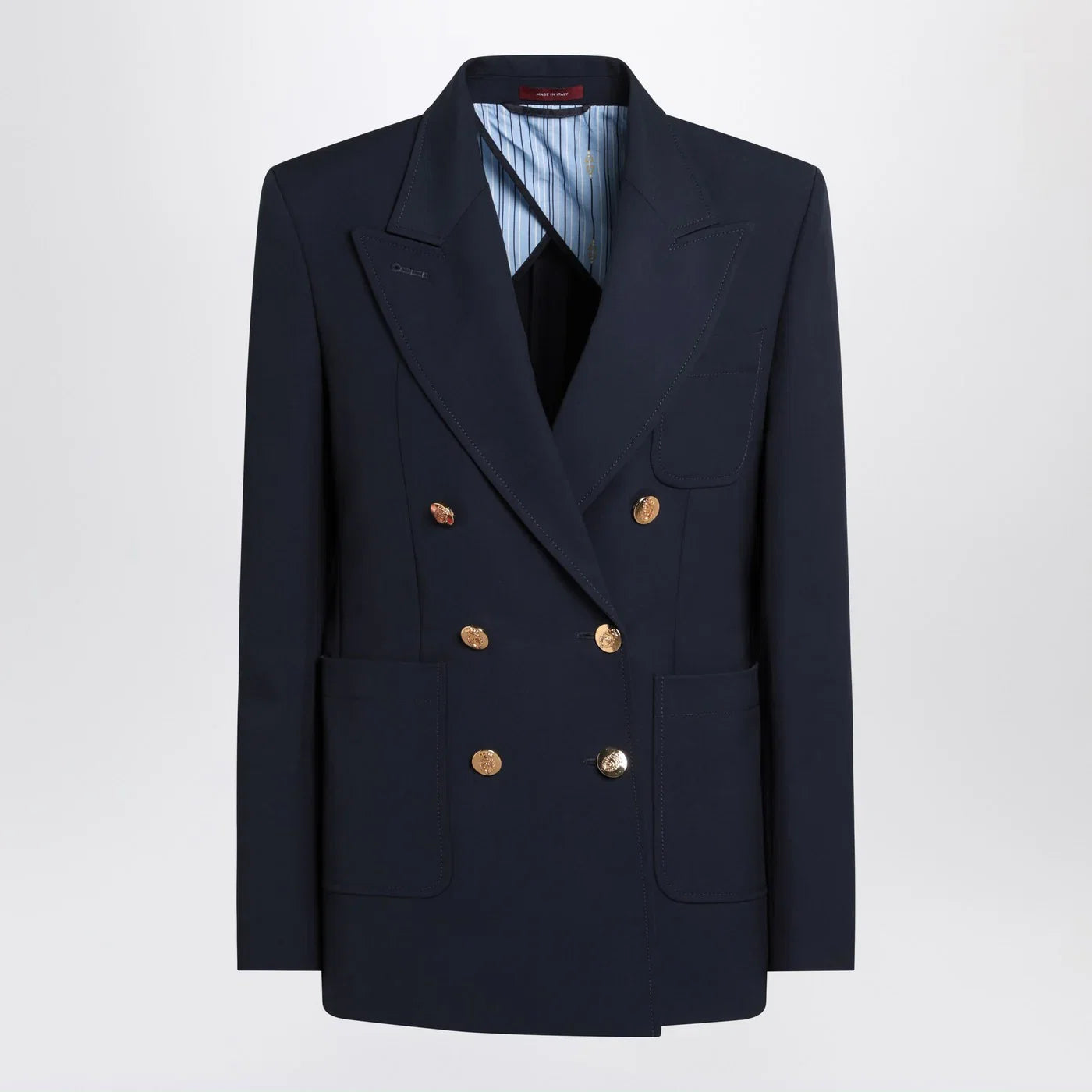GUCCI Double-breasted blue jacket in cotton