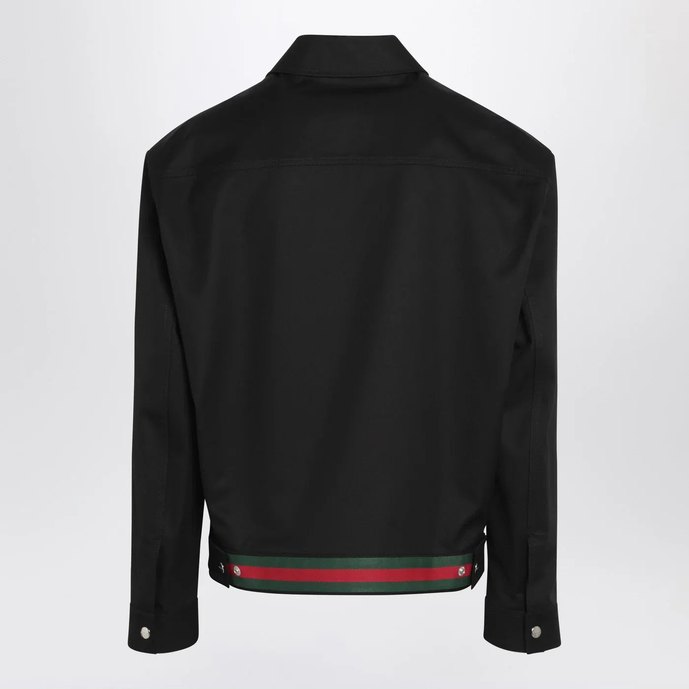 GUCCI Black cotton twill jacket with Web detail