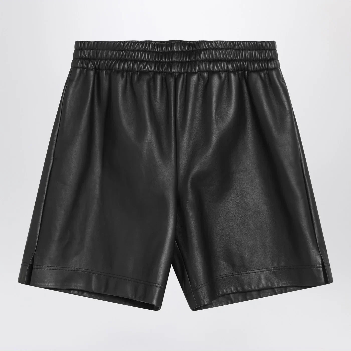 GUCCI Black leather Bermuda shorts