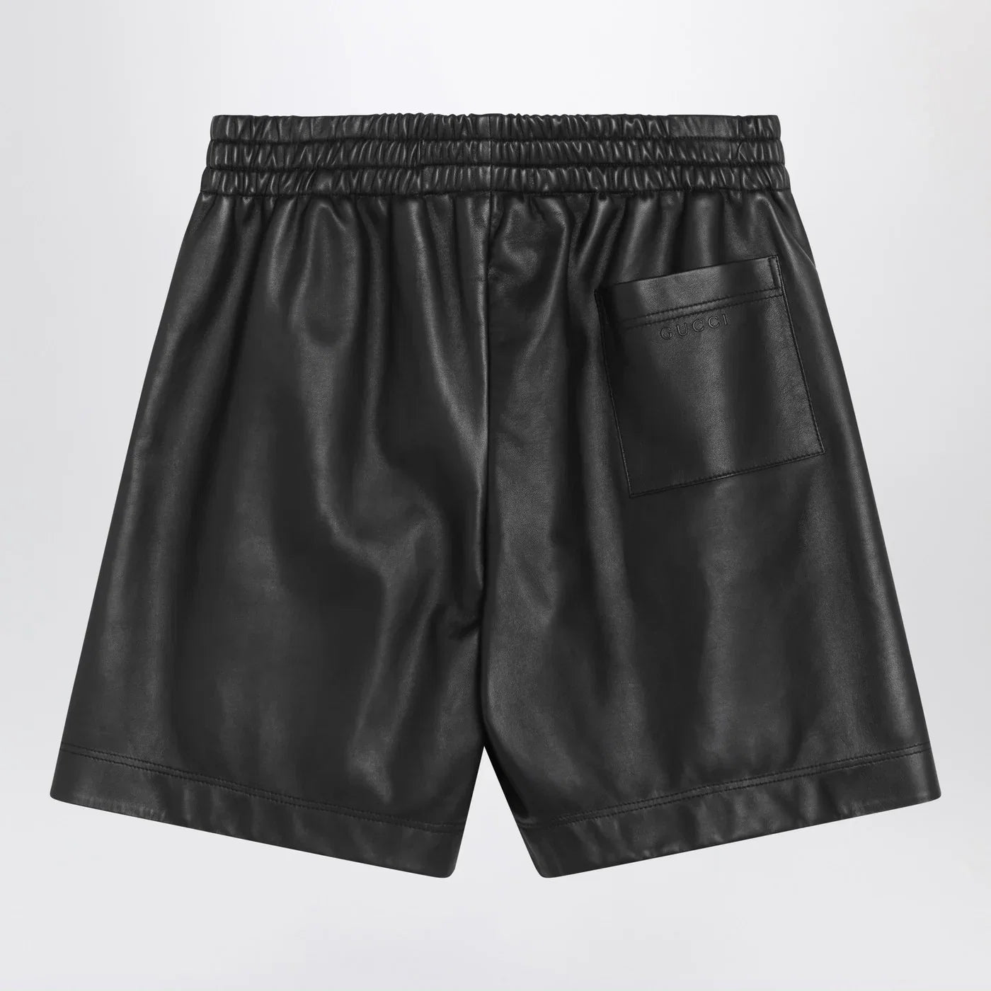 GUCCI Black leather Bermuda shorts