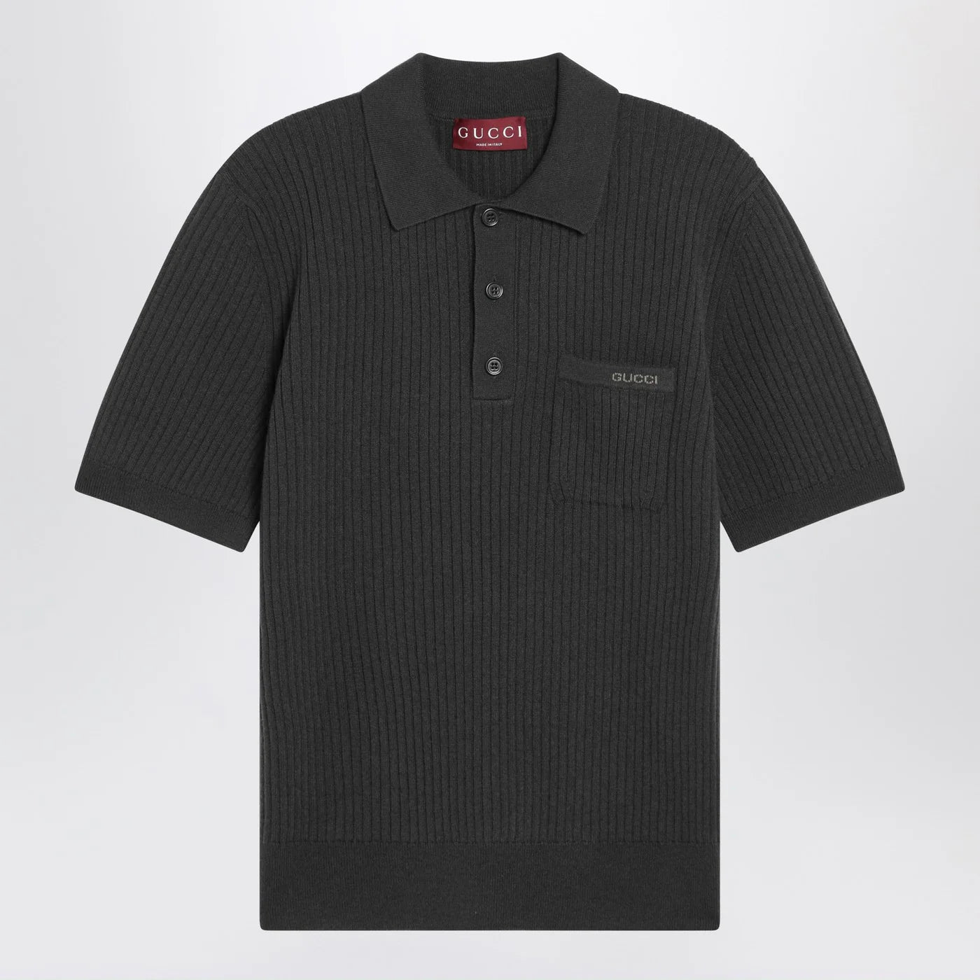 GUCCI Military green wool and cashmere polo