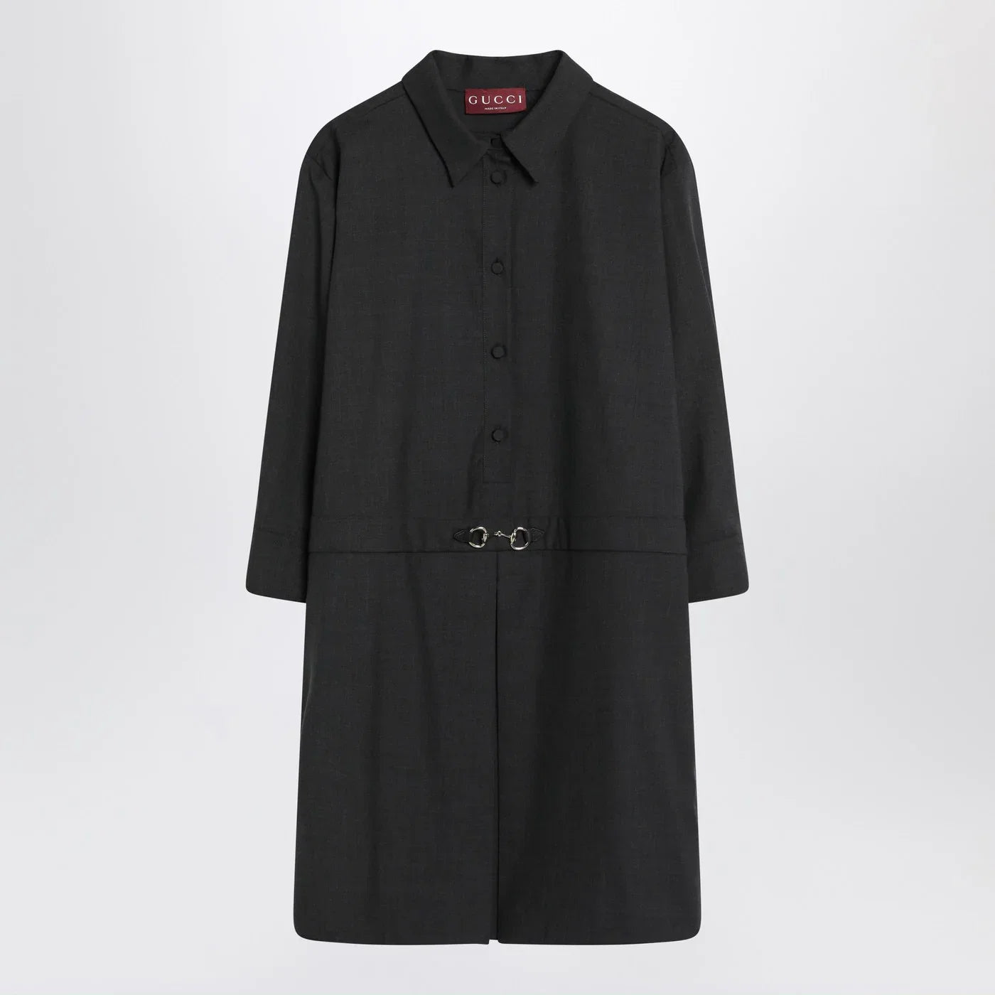 GUCCI Grey shirt dress in wool