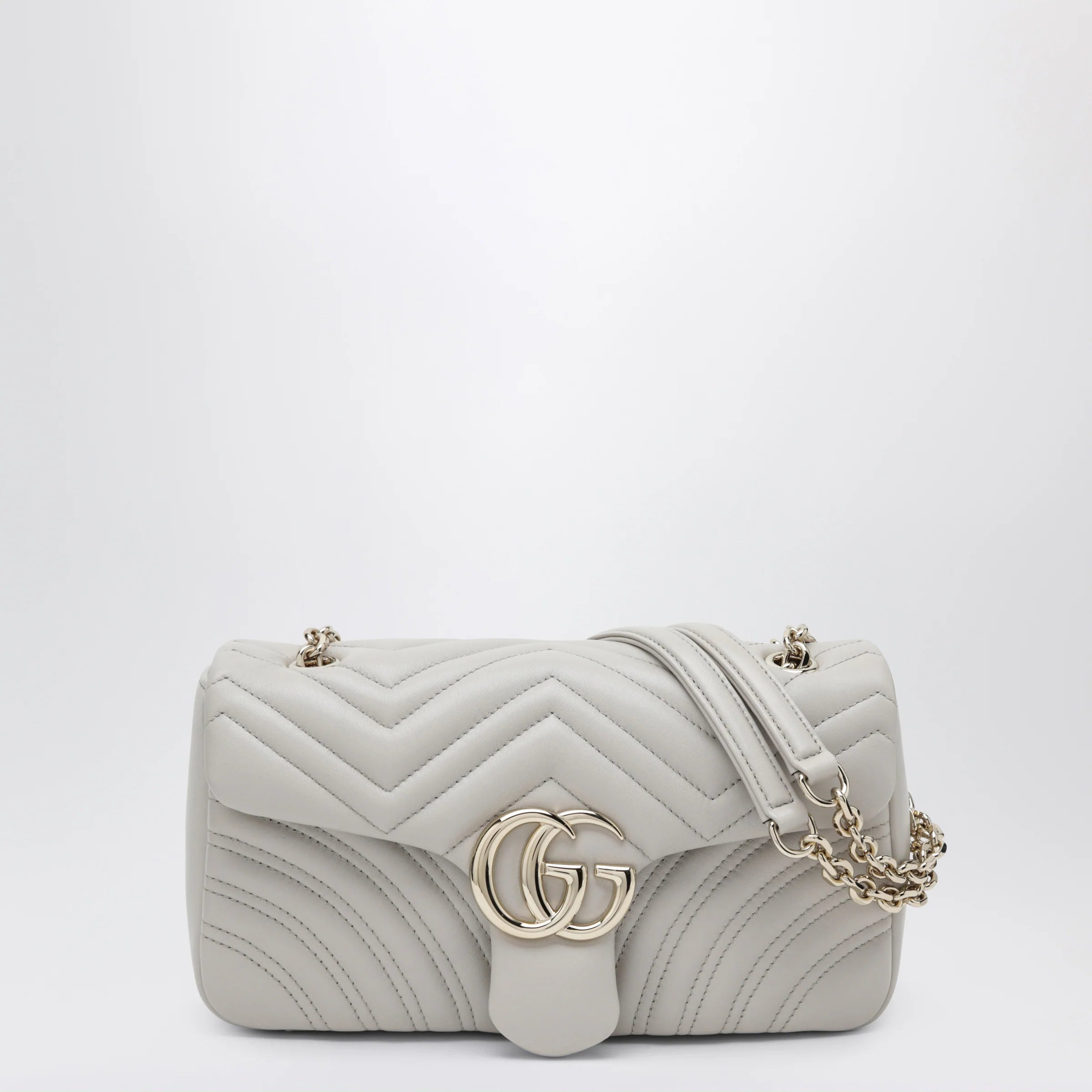 GUCCI GG Marmont medium light grey shoulder bag