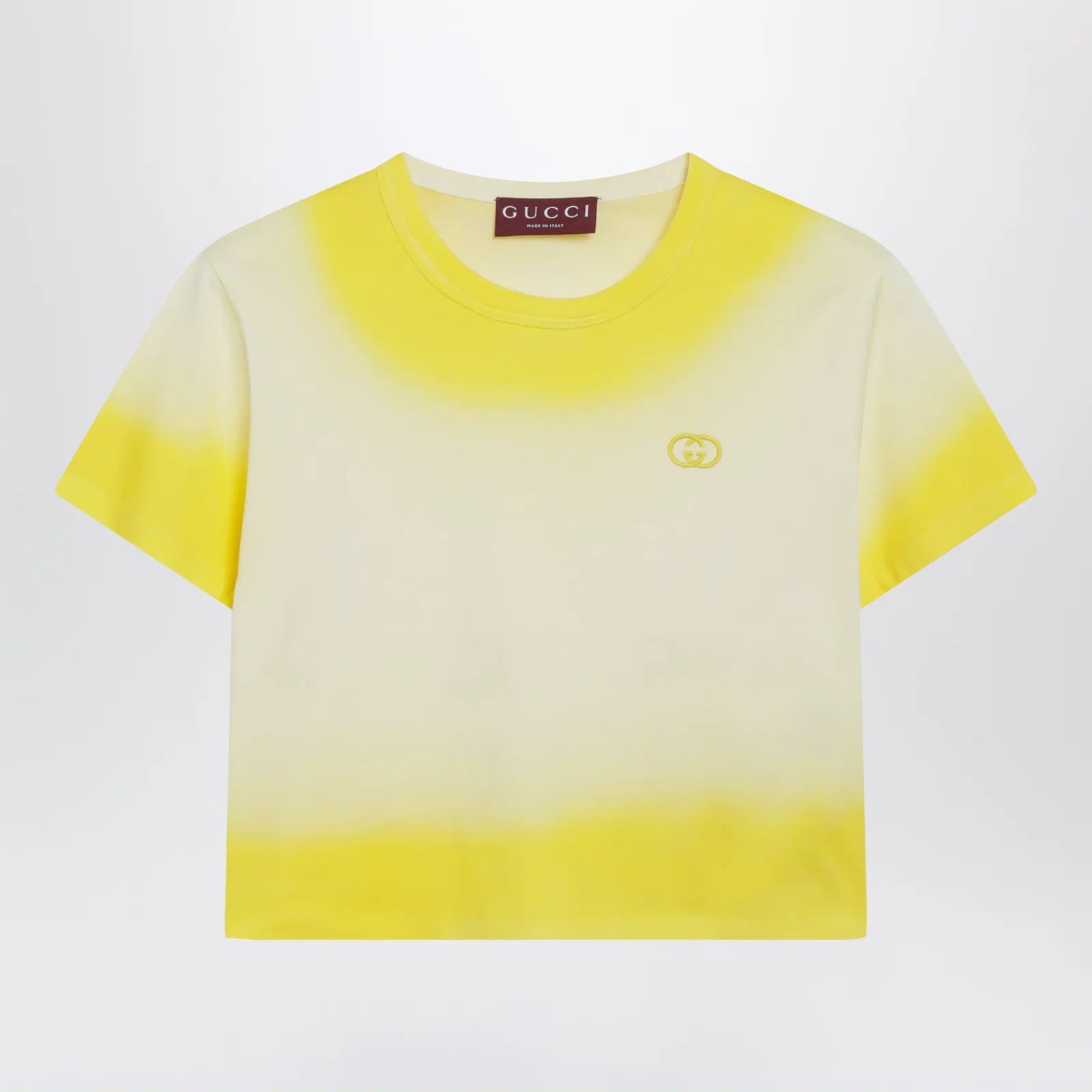 GUCCI Yellow cropped T-shirt with gradient effect
