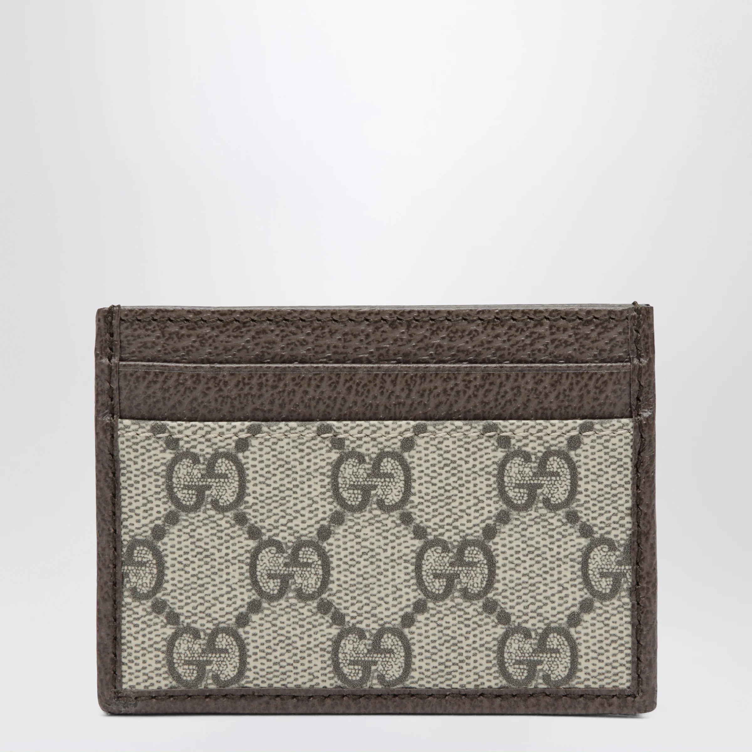 GUCCI Ophidia GG Supreme card holder in beige/dark brown
