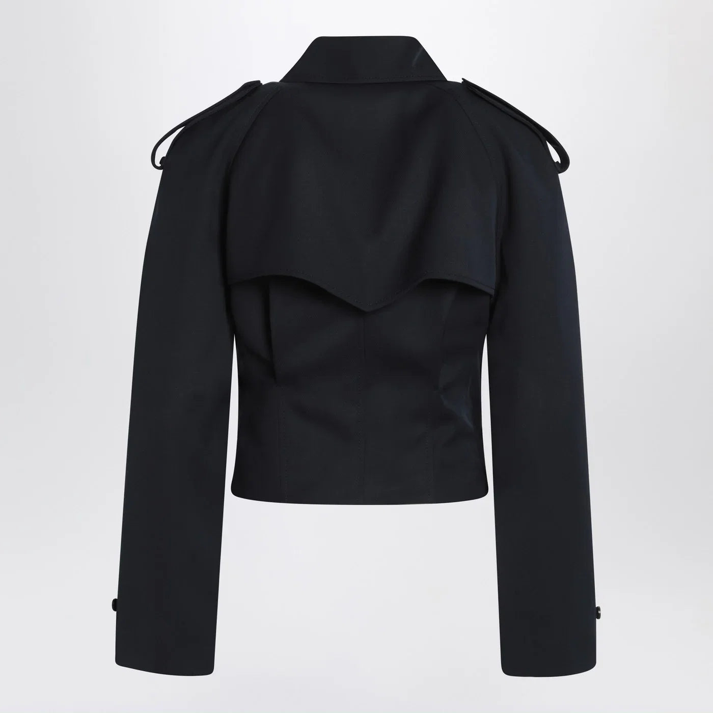 Alexander McQueen Short double-breasted navy blue jacket