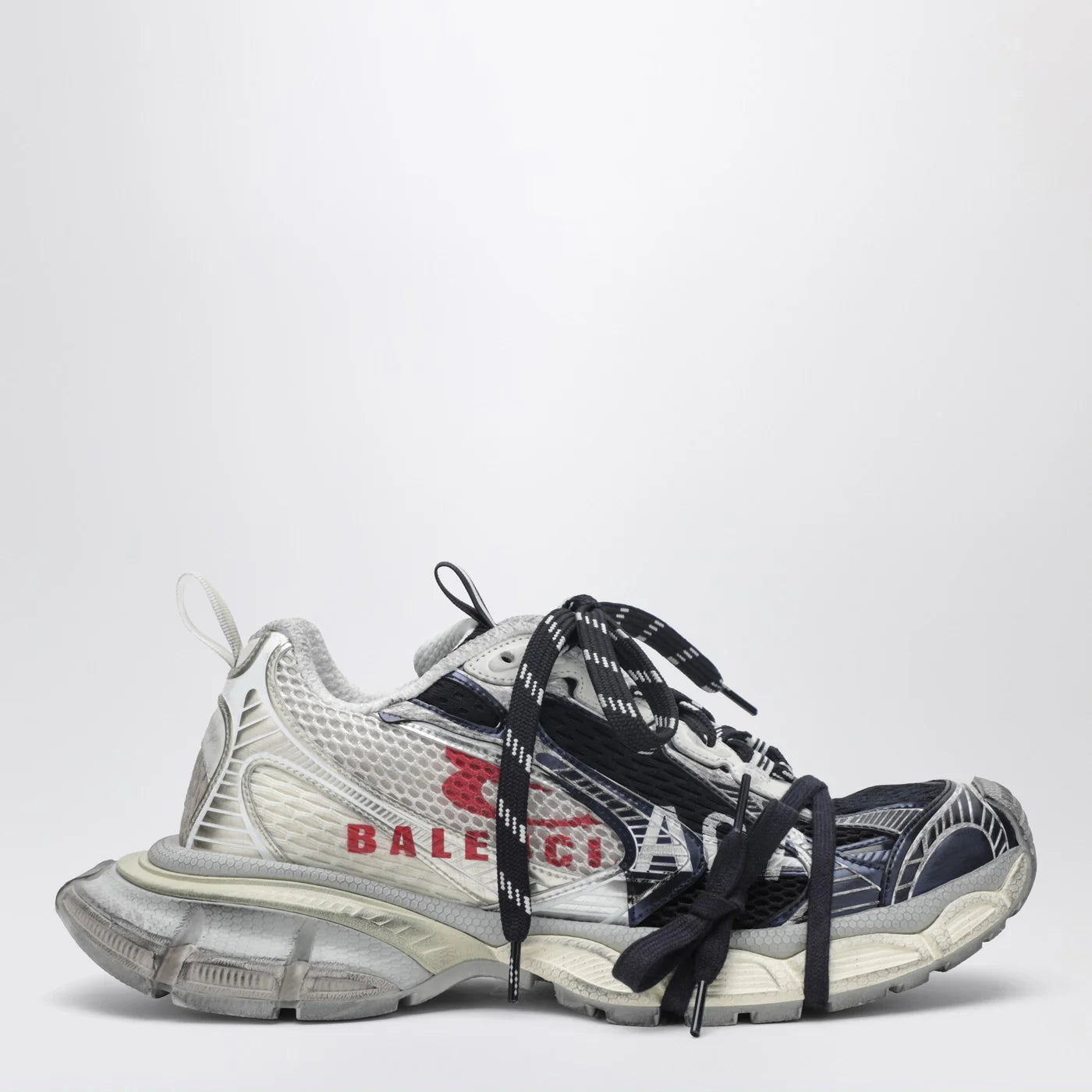 Balenciaga 3XL Split Logo Sneakers in light yellow/red/navy