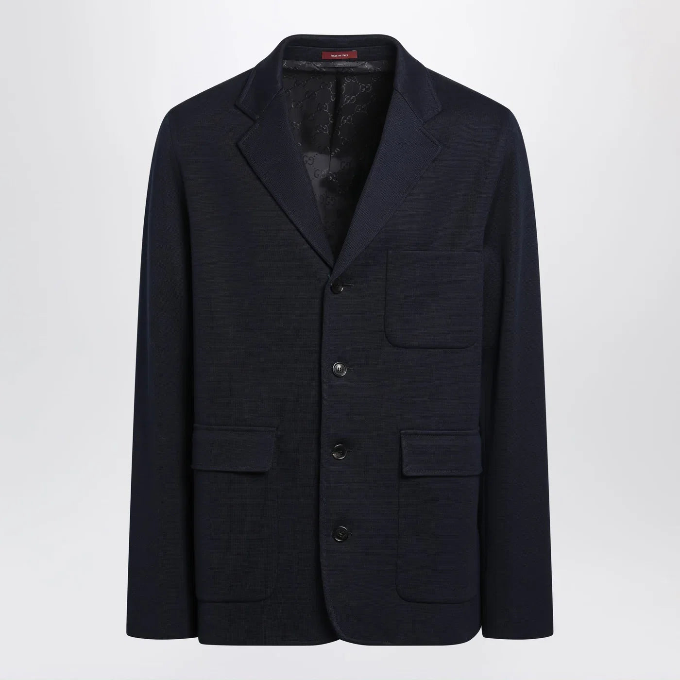 GUCCI Blue single-breasted cotton jersey jacket