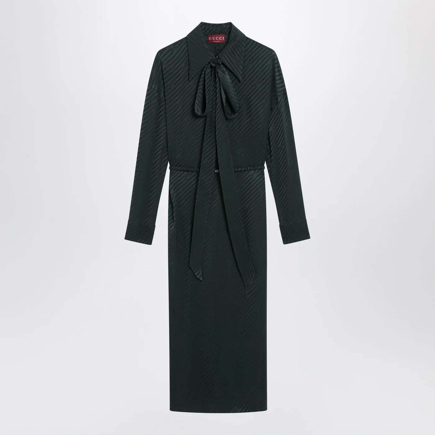 GUCCI Green GG jacquard silk wrap dress