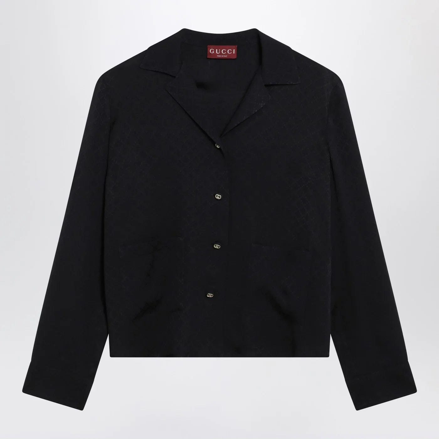 GUCCI Blue jacquard silk-blend shirt