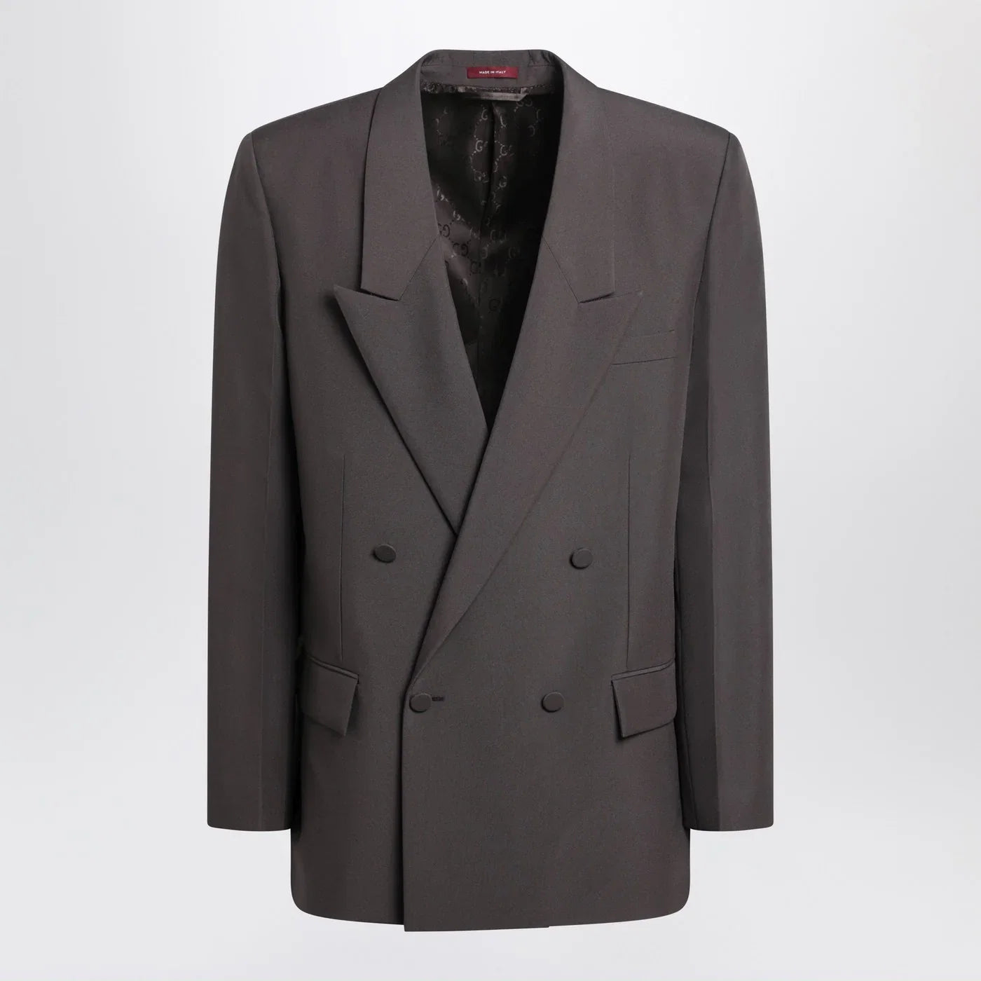 GUCCI Brown double-breasted jacket in technical panama fabric