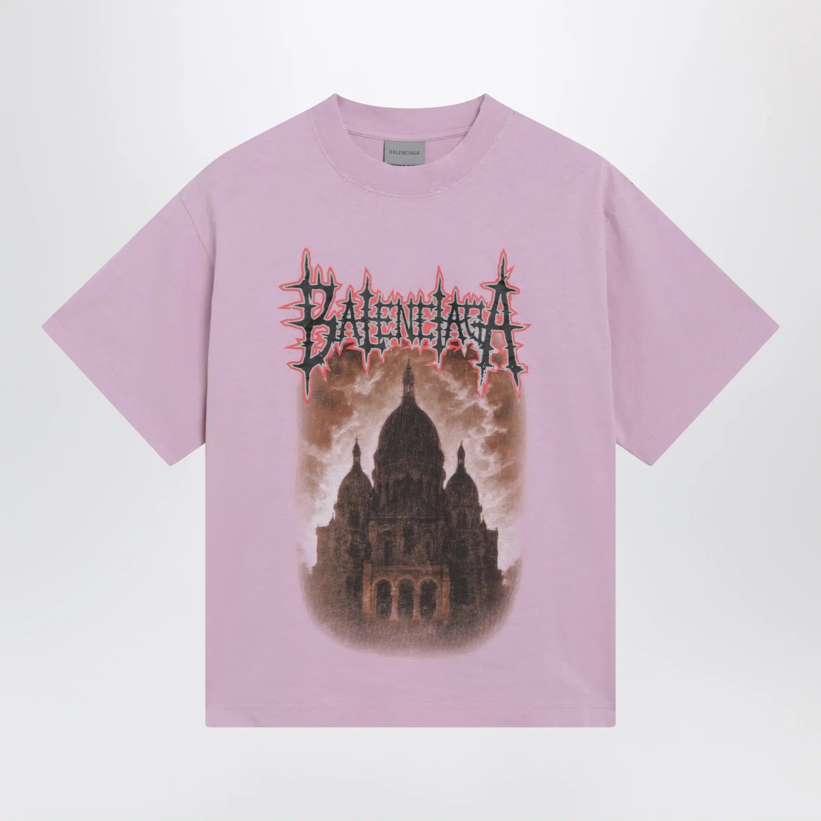 Balenciaga Women's Sacré Cœur T-shirt in jersey, old pink
