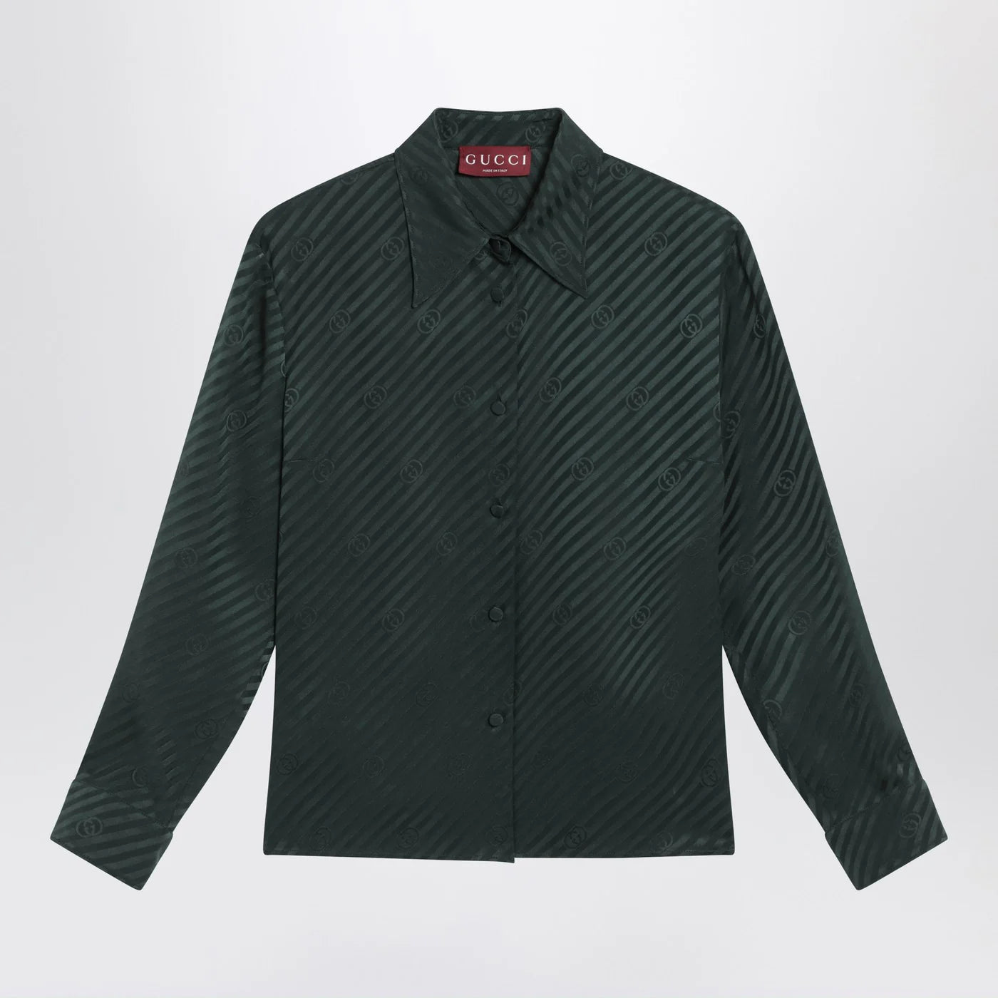 GUCCI Green GG jacquard silk shirt