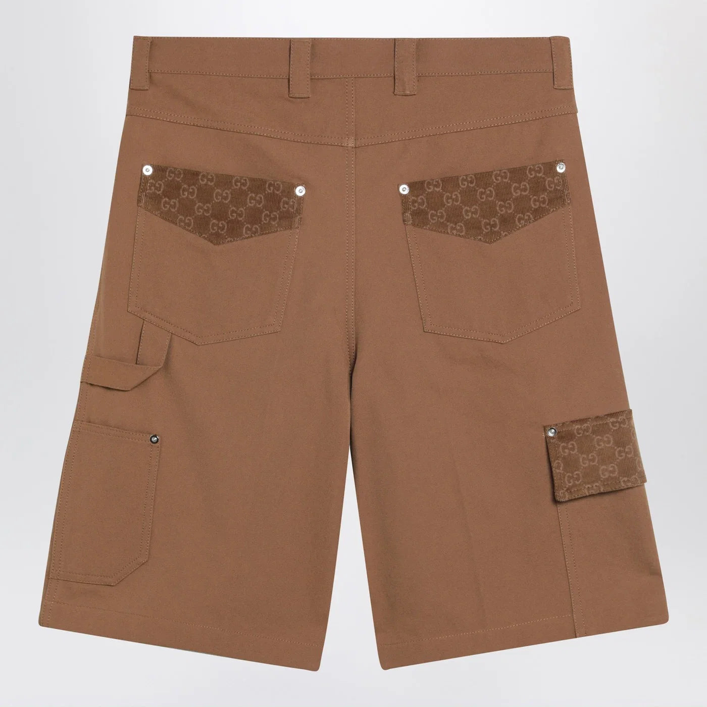 GUCCI Camel cargo Bermuda shorts with GG details
