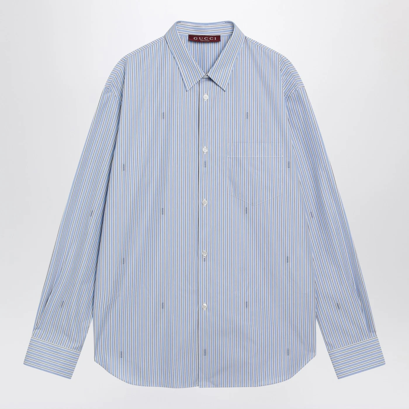 GUCCI Light blue striped cotton poplin shirt