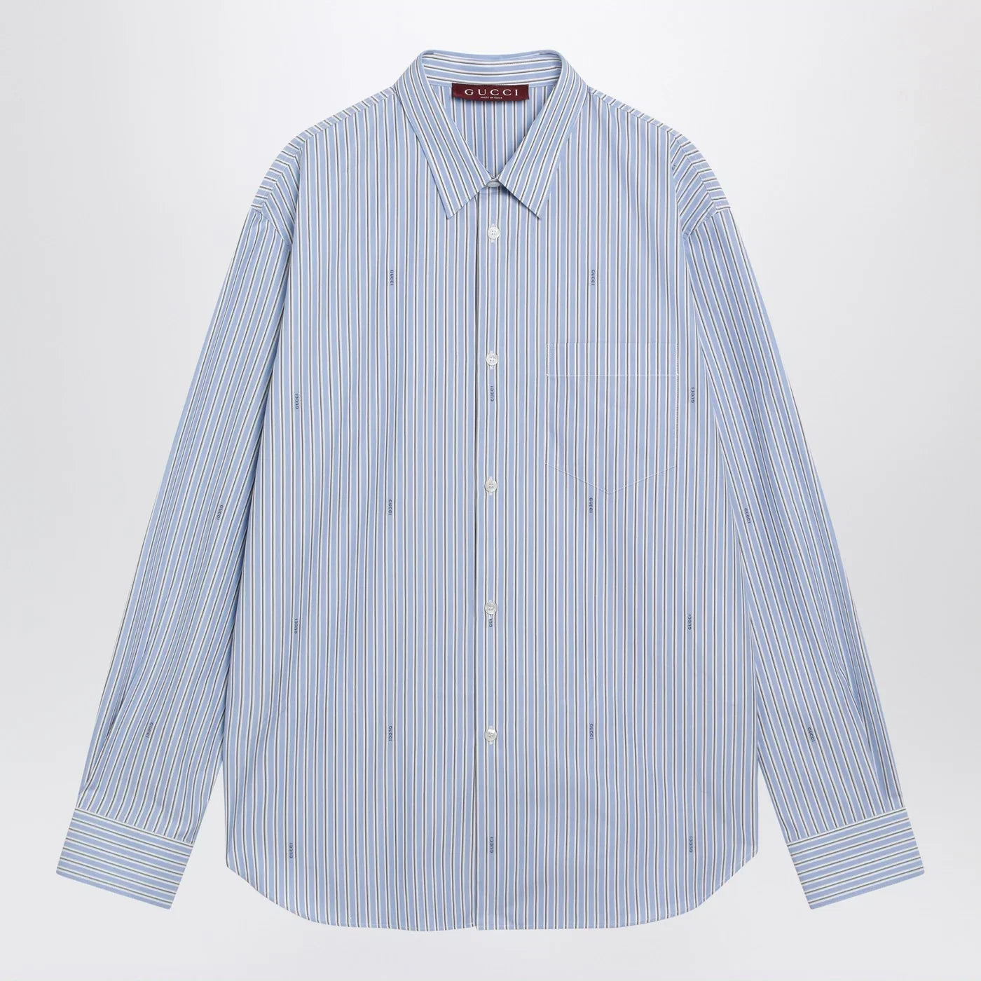 GUCCI Light blue striped cotton poplin shirt