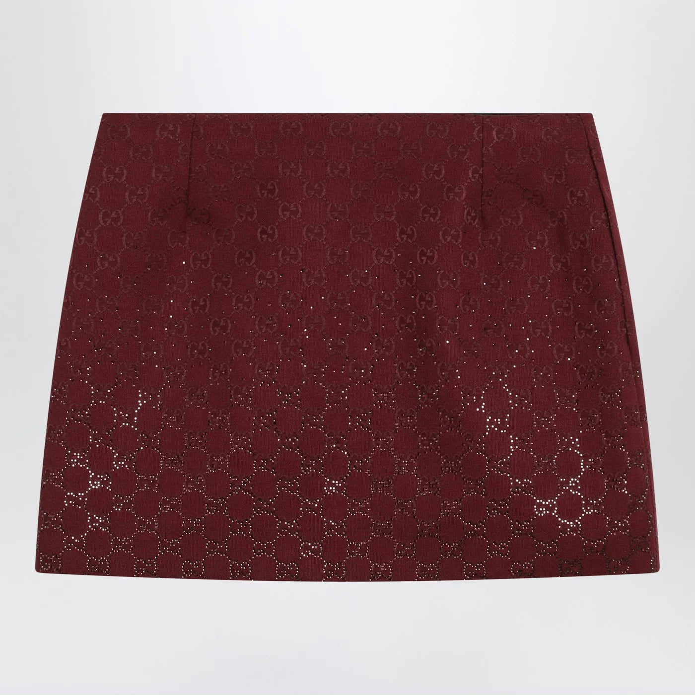GUCCI Rosso Ancora GG-fabric mini skirt with crystals