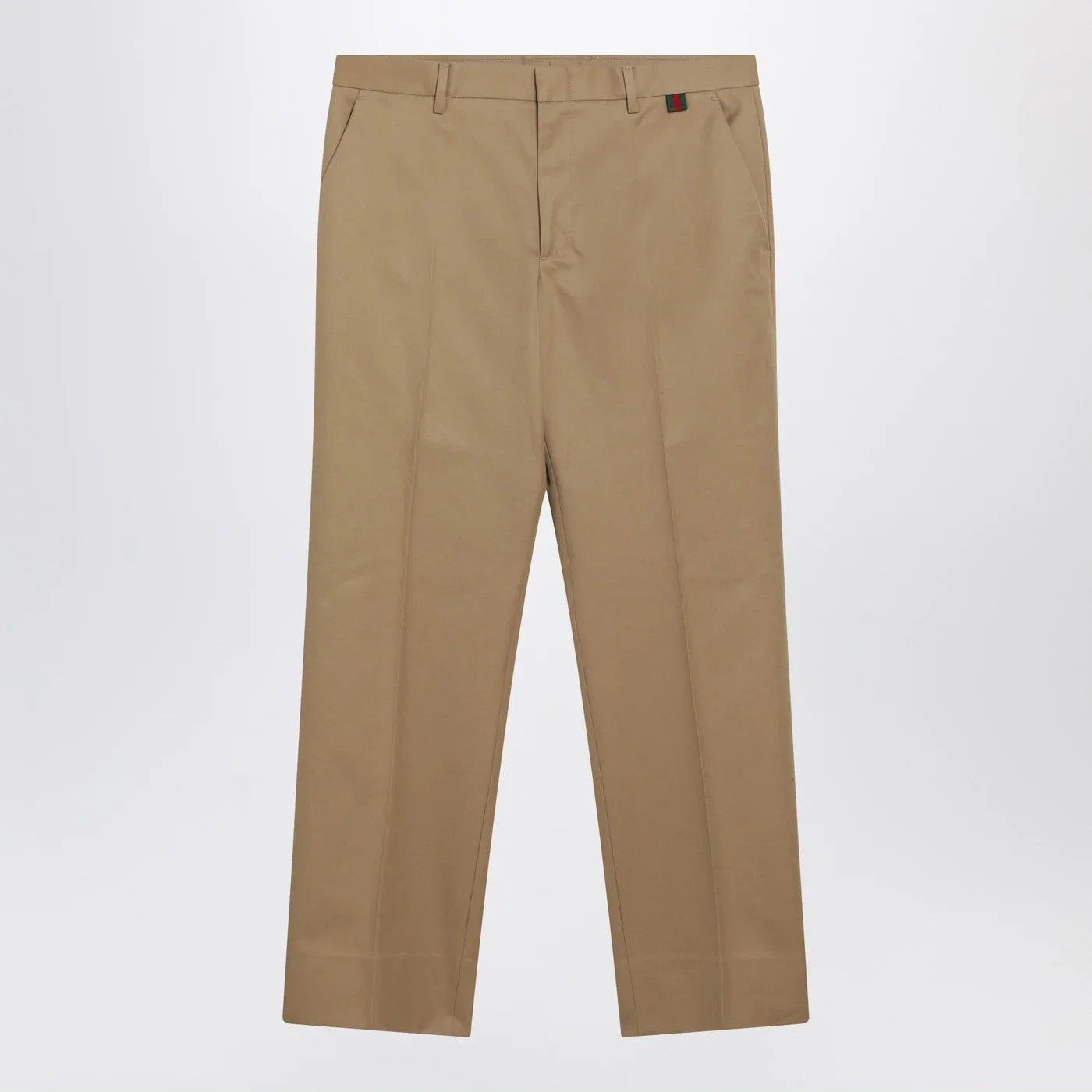 GUCCI Beige cotton trousers with Web detail
