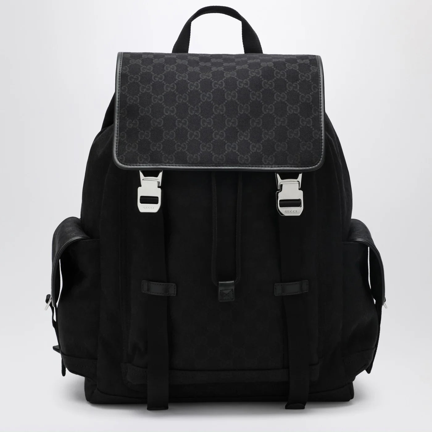 GUCCI Large black GG fabric backpack
