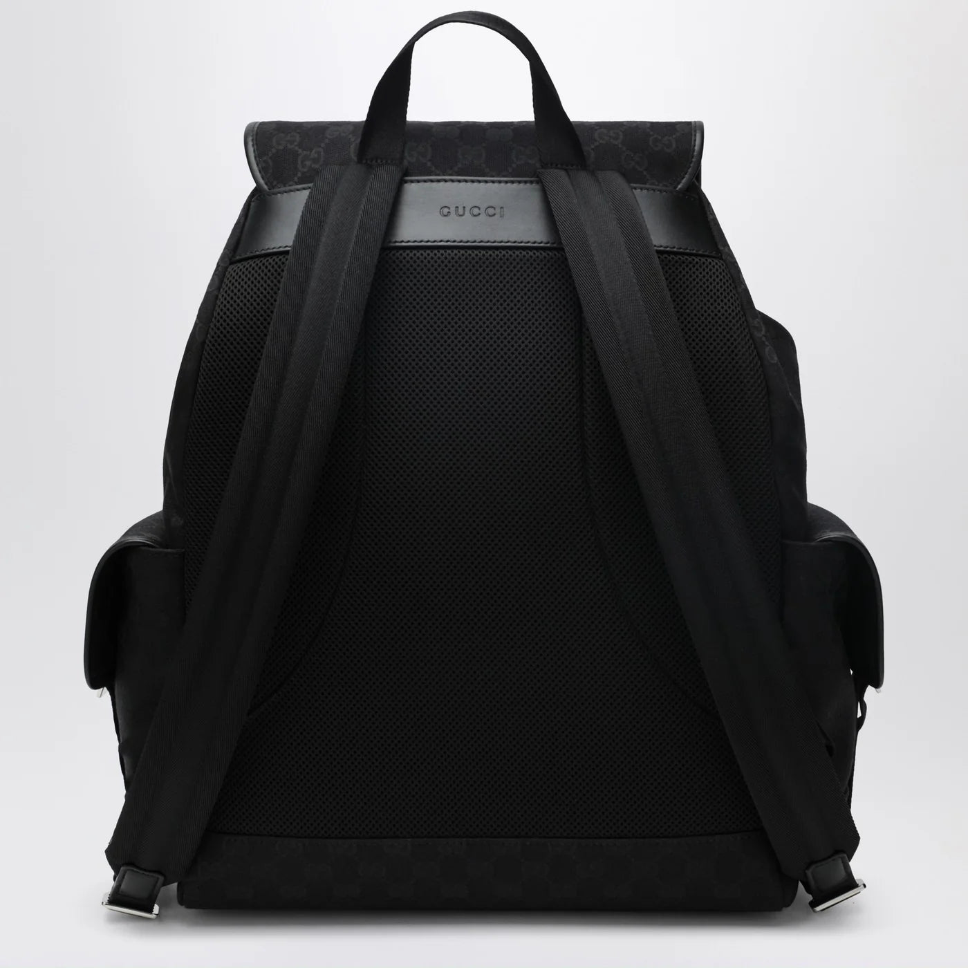 GUCCI Large black GG fabric backpack
