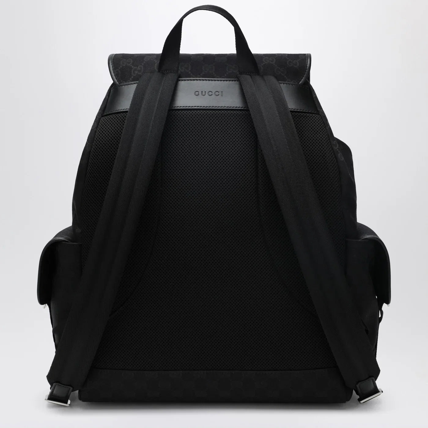 GUCCI Large black GG fabric backpack