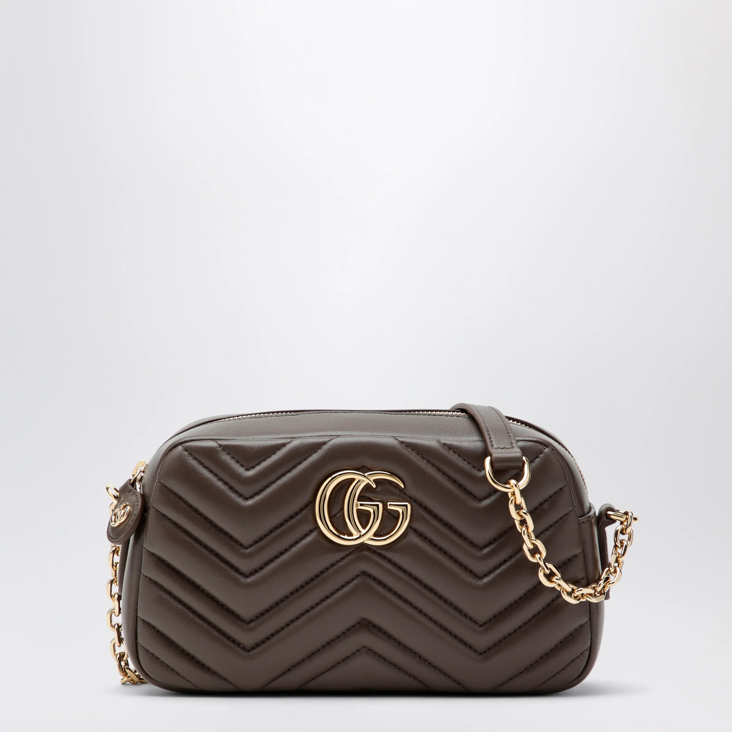 GUCCI Small GG Marmont camera bag in taupe nappa leather