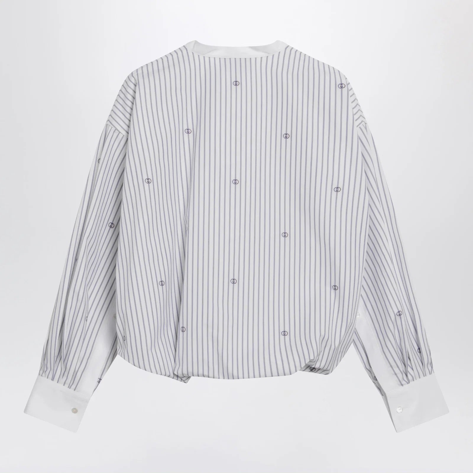 GUCCI Purple striped cotton blouse with GG embroidery