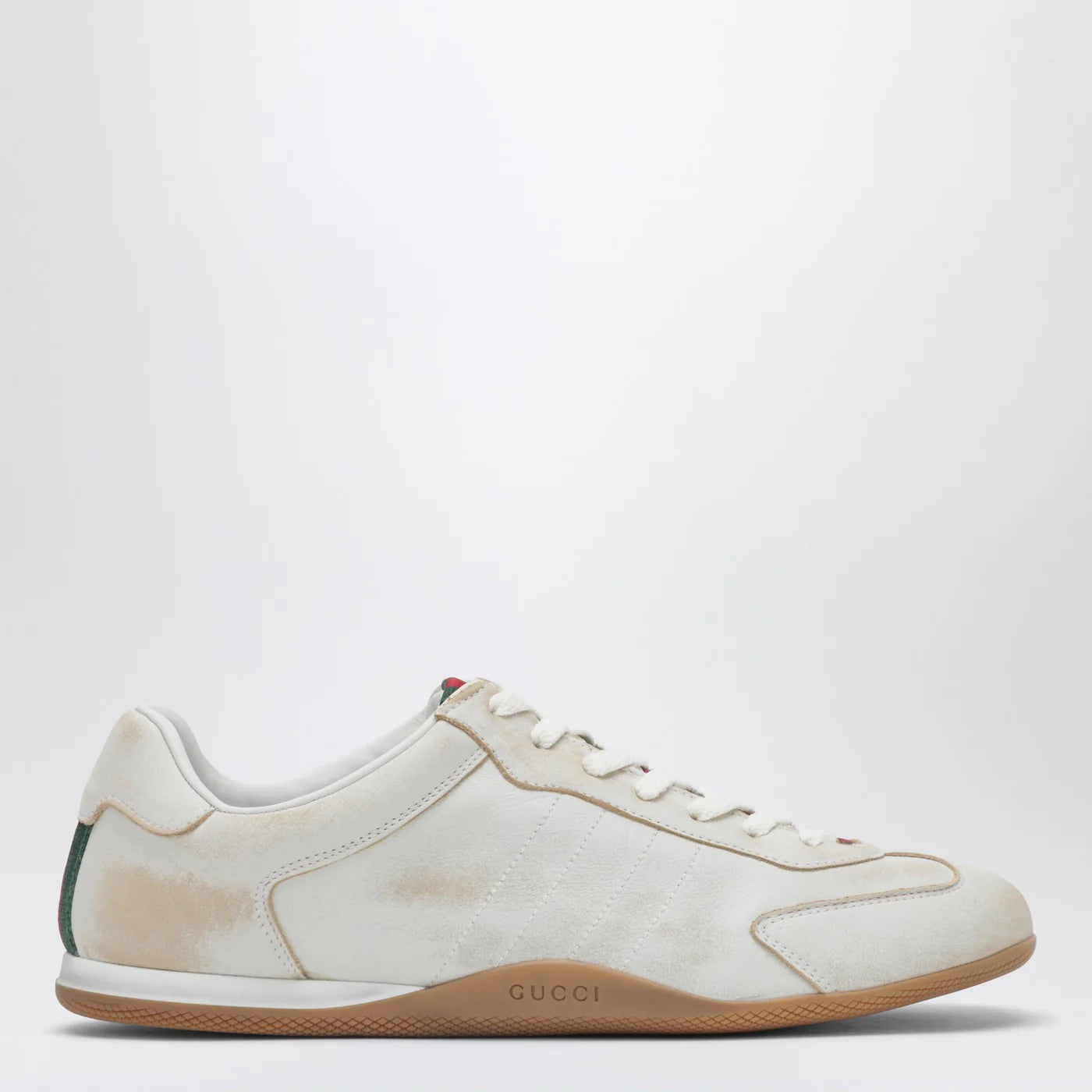 Gucci Shift Sneakers in white délavé-effect leather