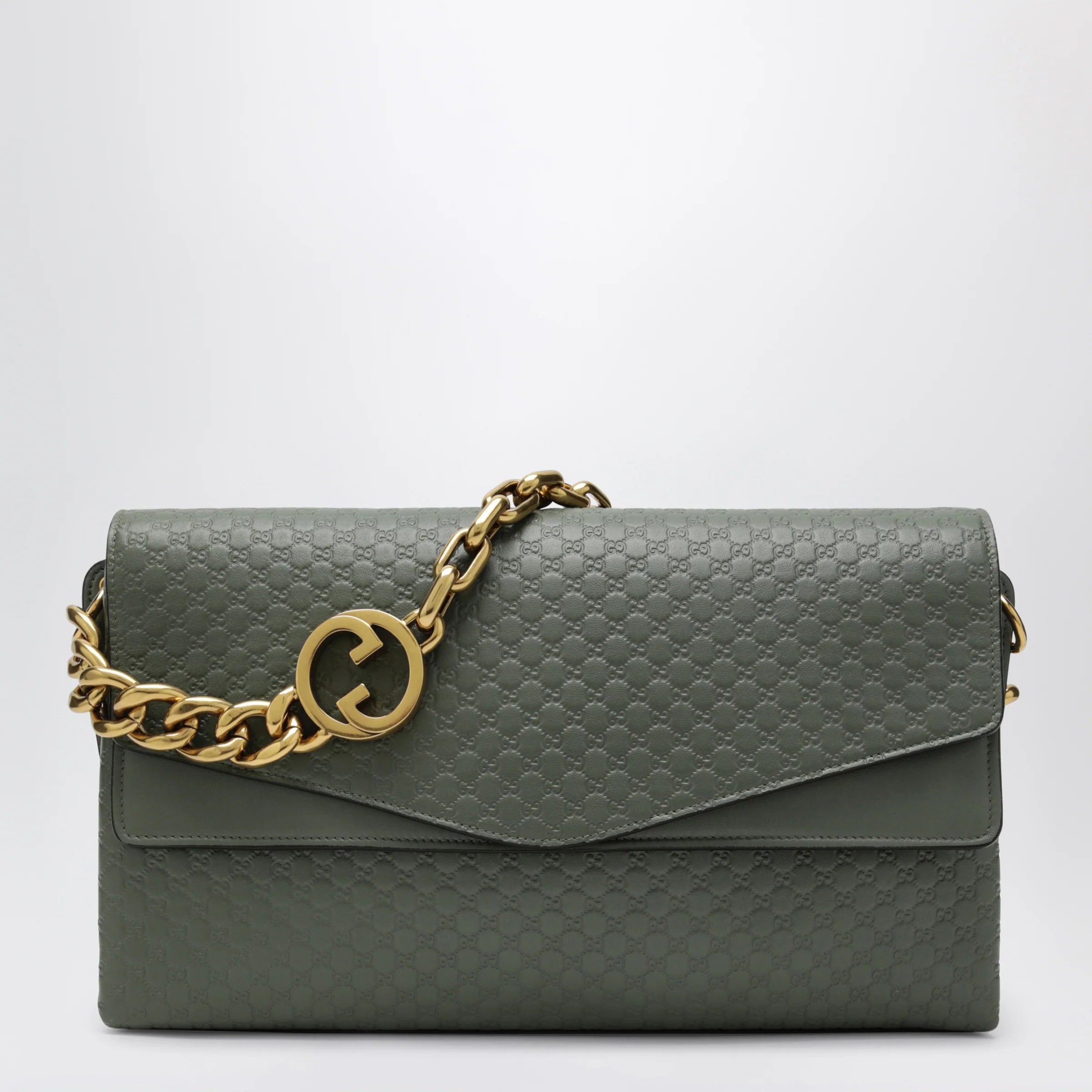 GUCCI Large chain shoulder bag in sage green