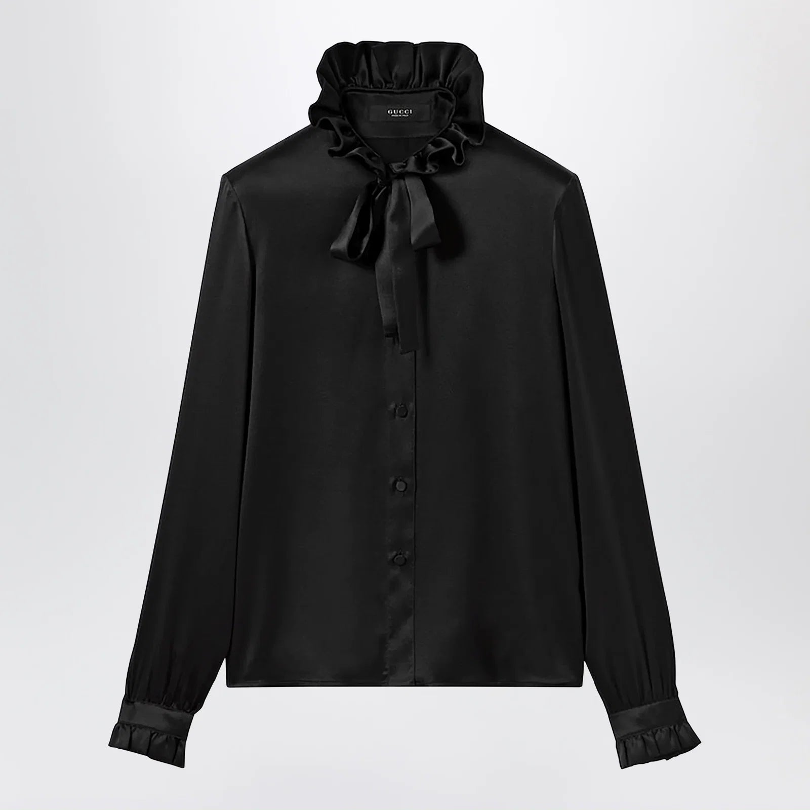 GUCCI Silk satin shirt with a knotted bow