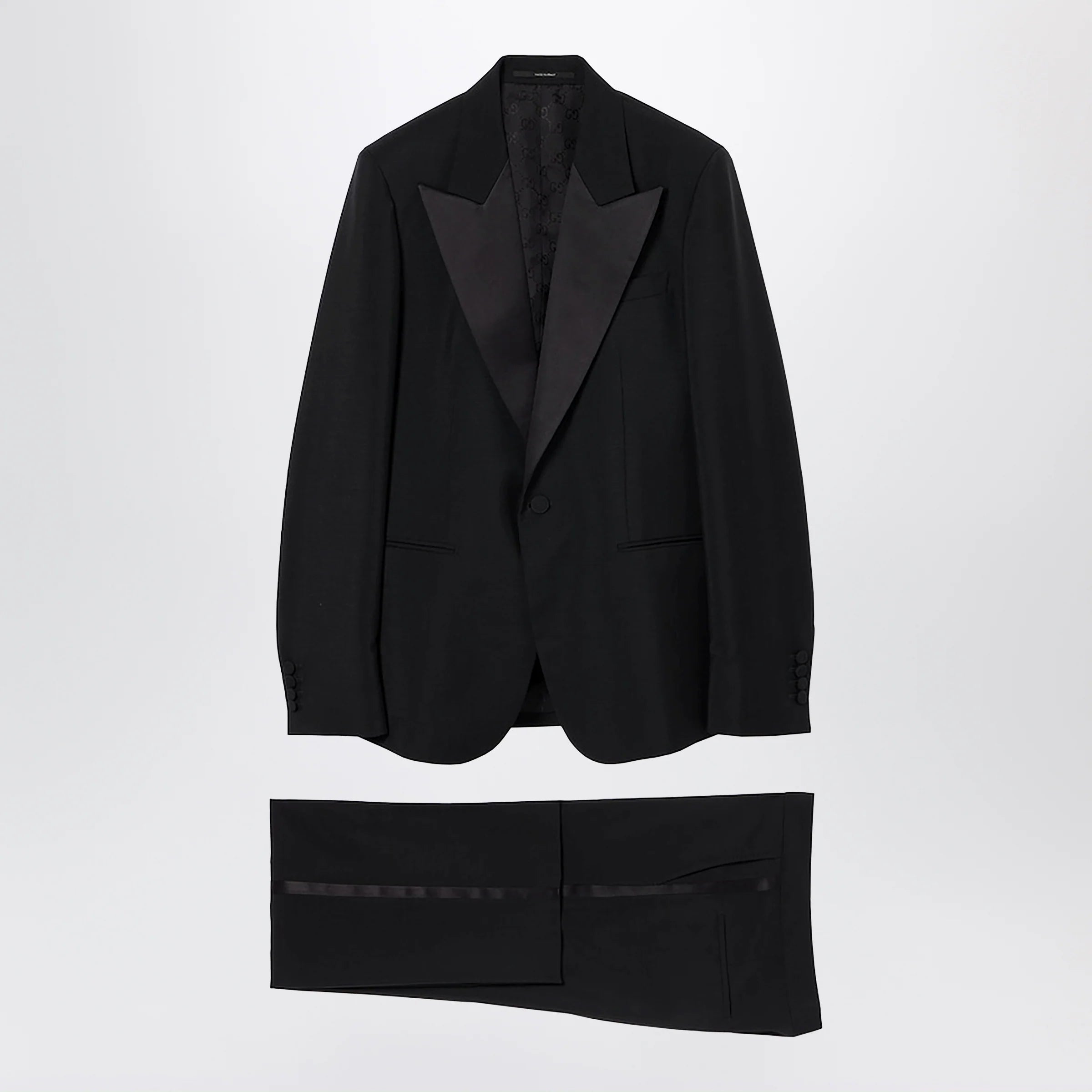 GUCCI Black suit in fine mohair wool fabric