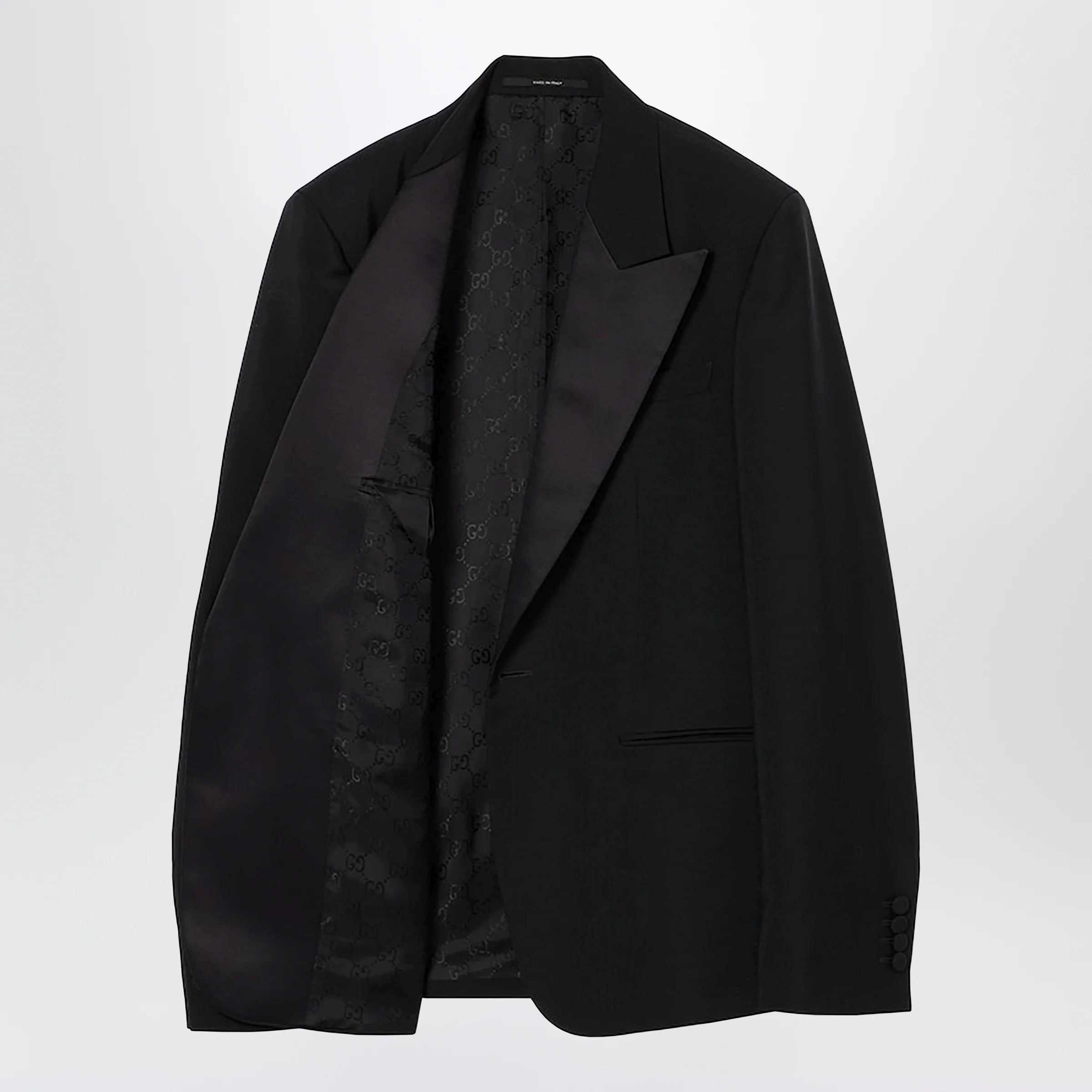 GUCCI Black suit in fine mohair wool fabric