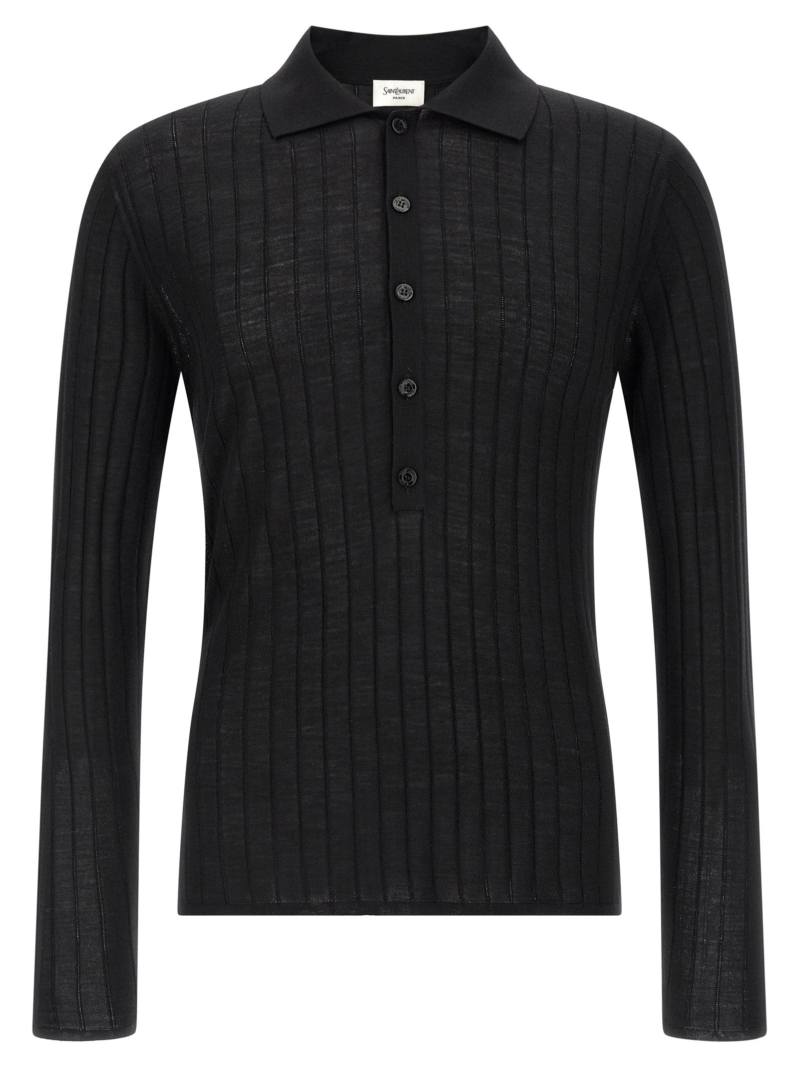 Saint Laurent Pointelle Wool Polo Shirt