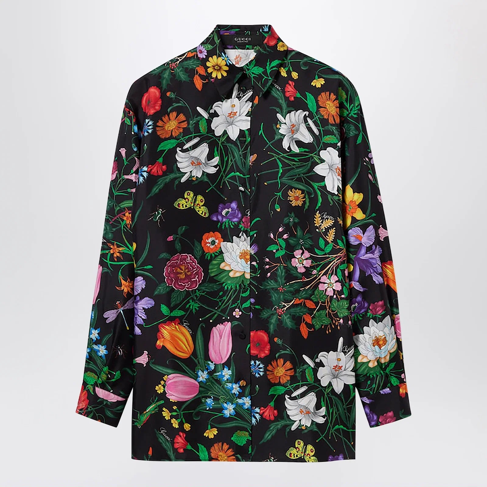 GUCCI Silk Twill Shirt With Flora Print