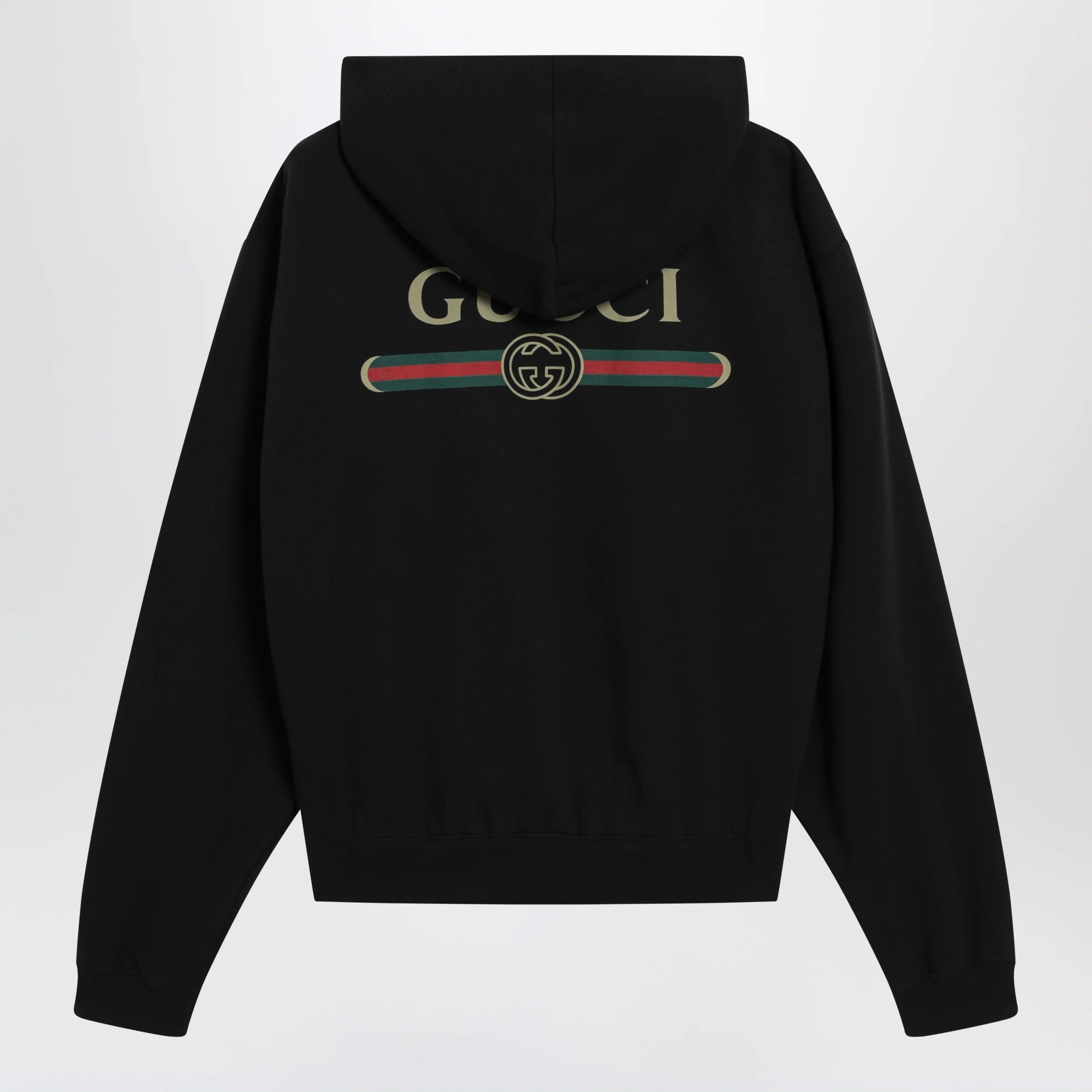 GUCCI Black zip hoodie in cashmere blend with logo print