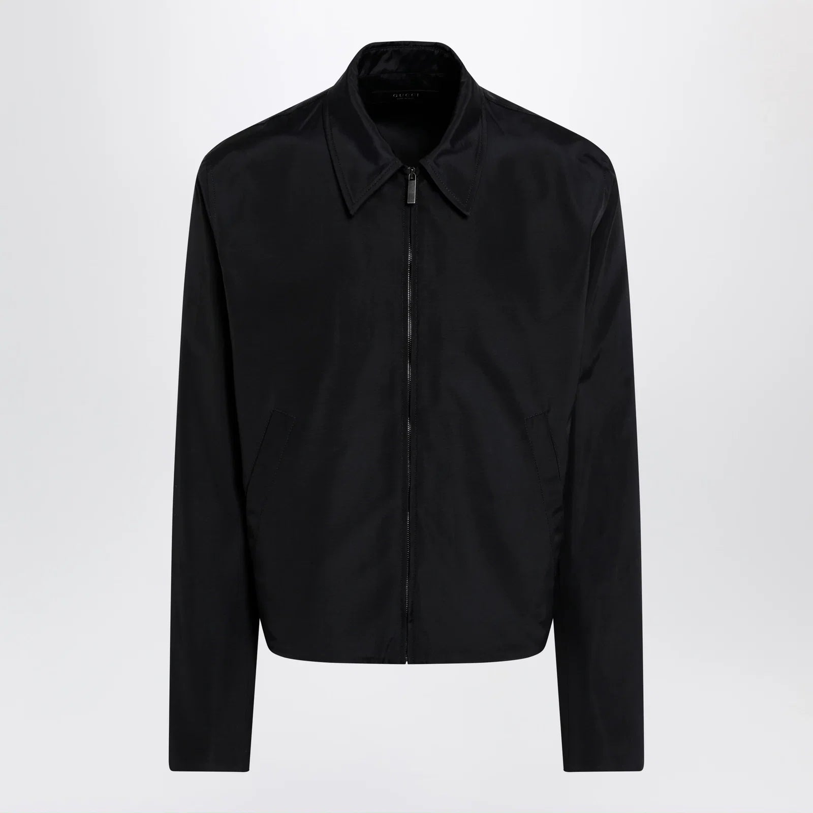 GUCCI Zip jacket in cotton and acetate faille, black